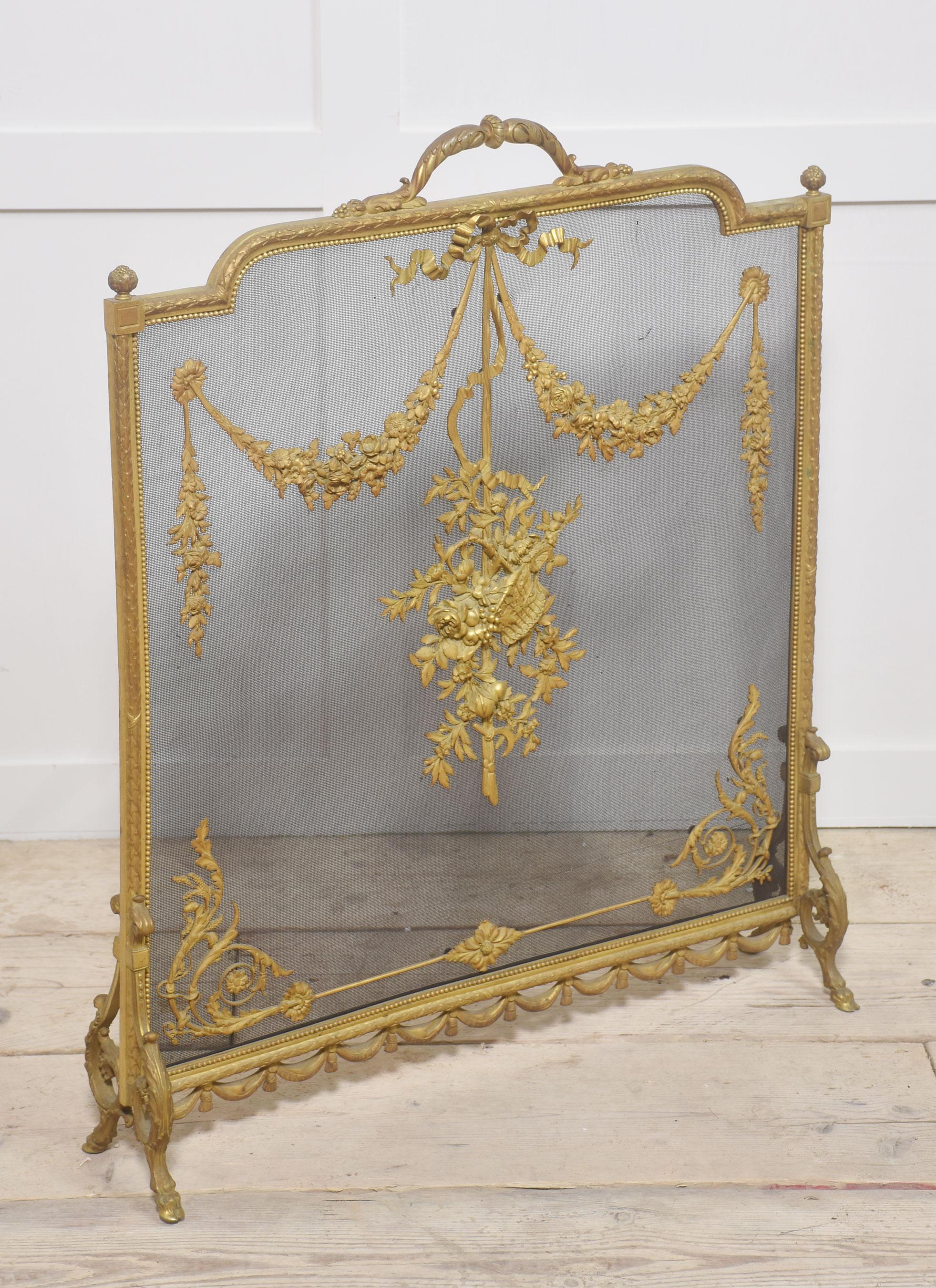 Brass and mesh French fire screen 6