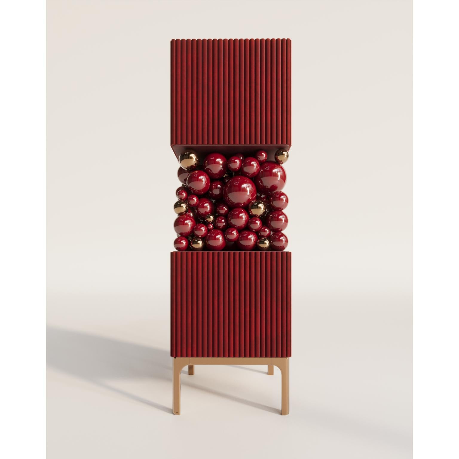 Ukrainian Brass And Metal Bubbles Decorative Cabinet by PANOPTIKUM COLLECTIONS For Sale