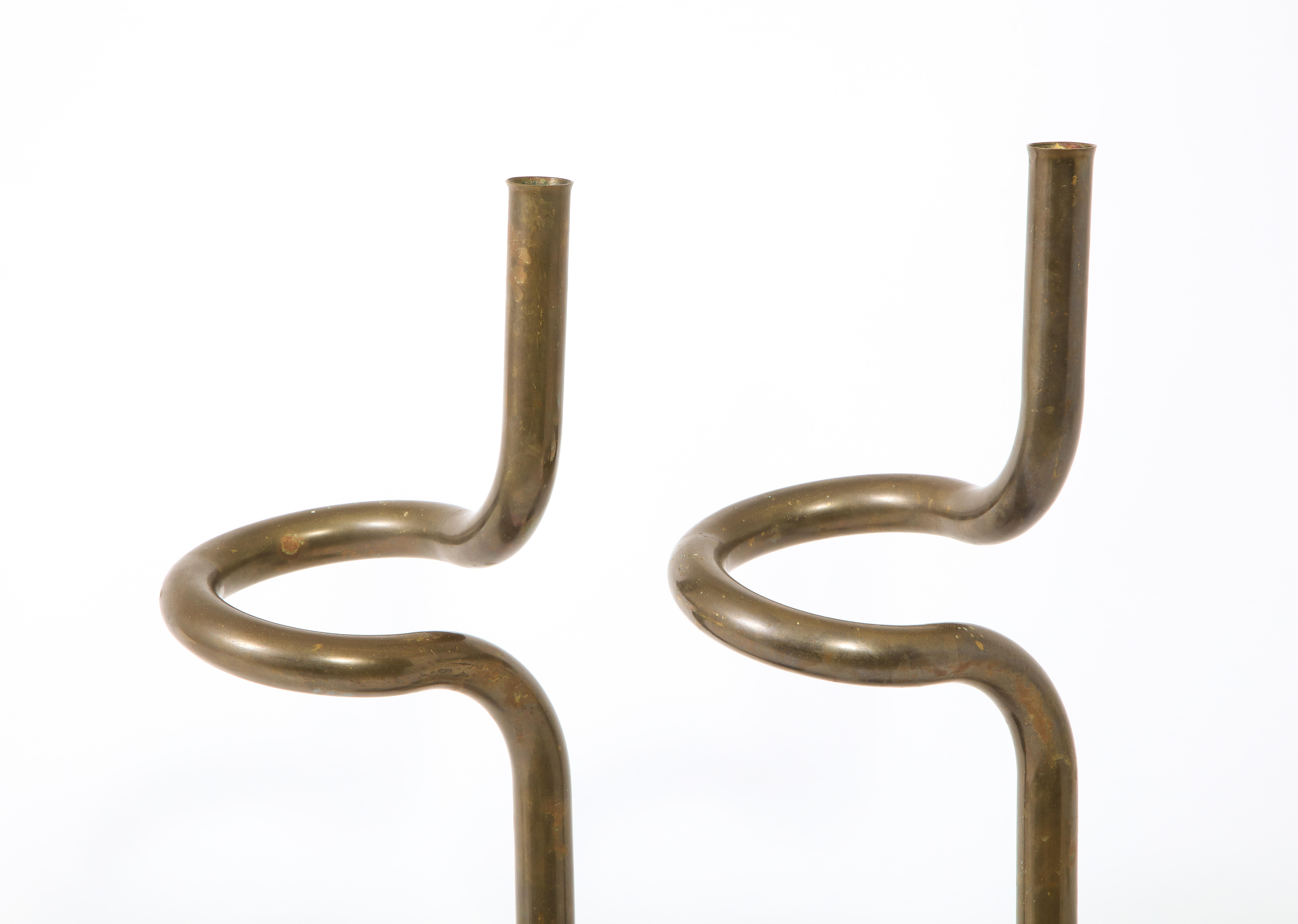 Mid-Century Modern Brass and Metal Candle Holders, USA, 1960's