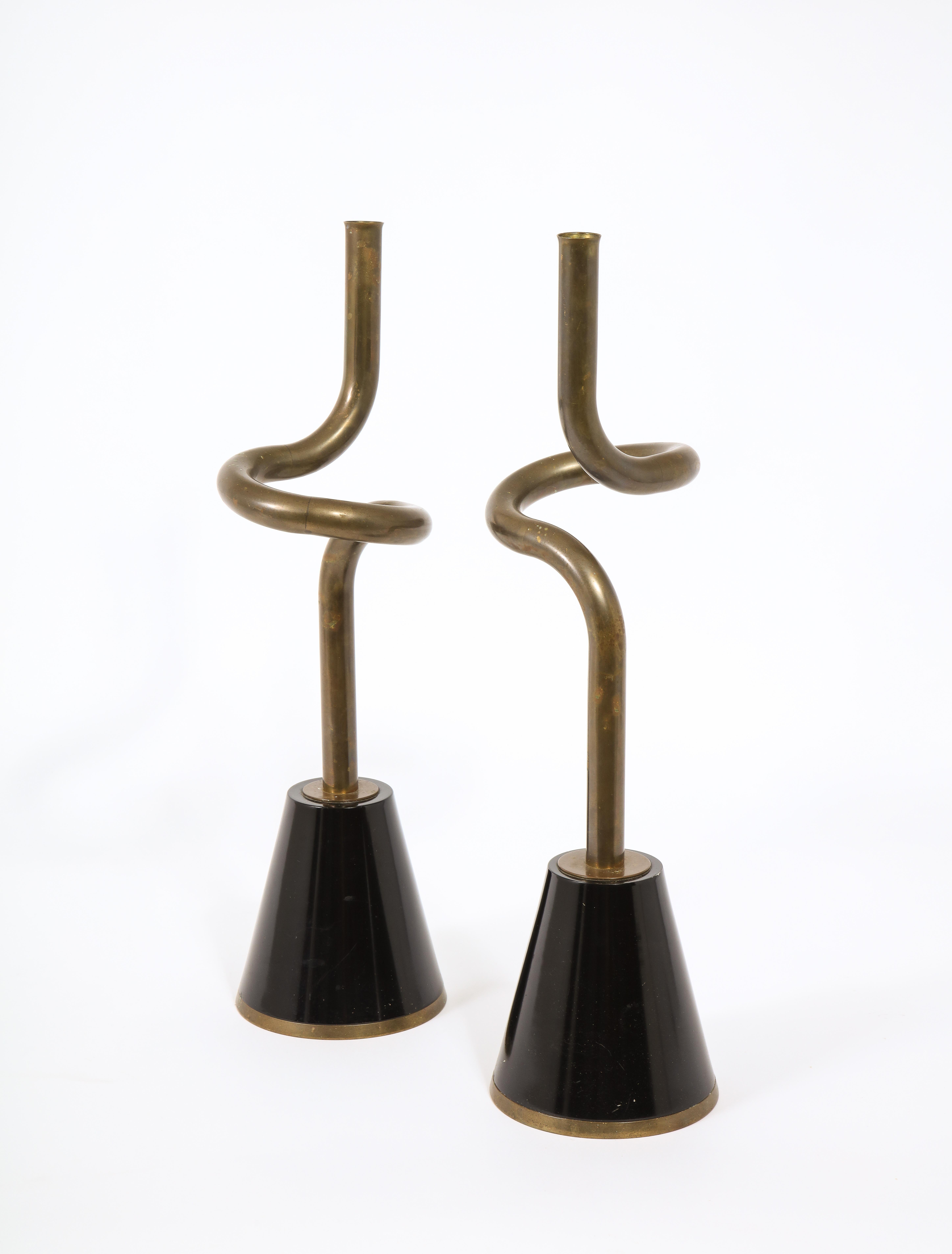 Brass and Metal Candle Holders, USA, 1960's In Good Condition In New York, NY