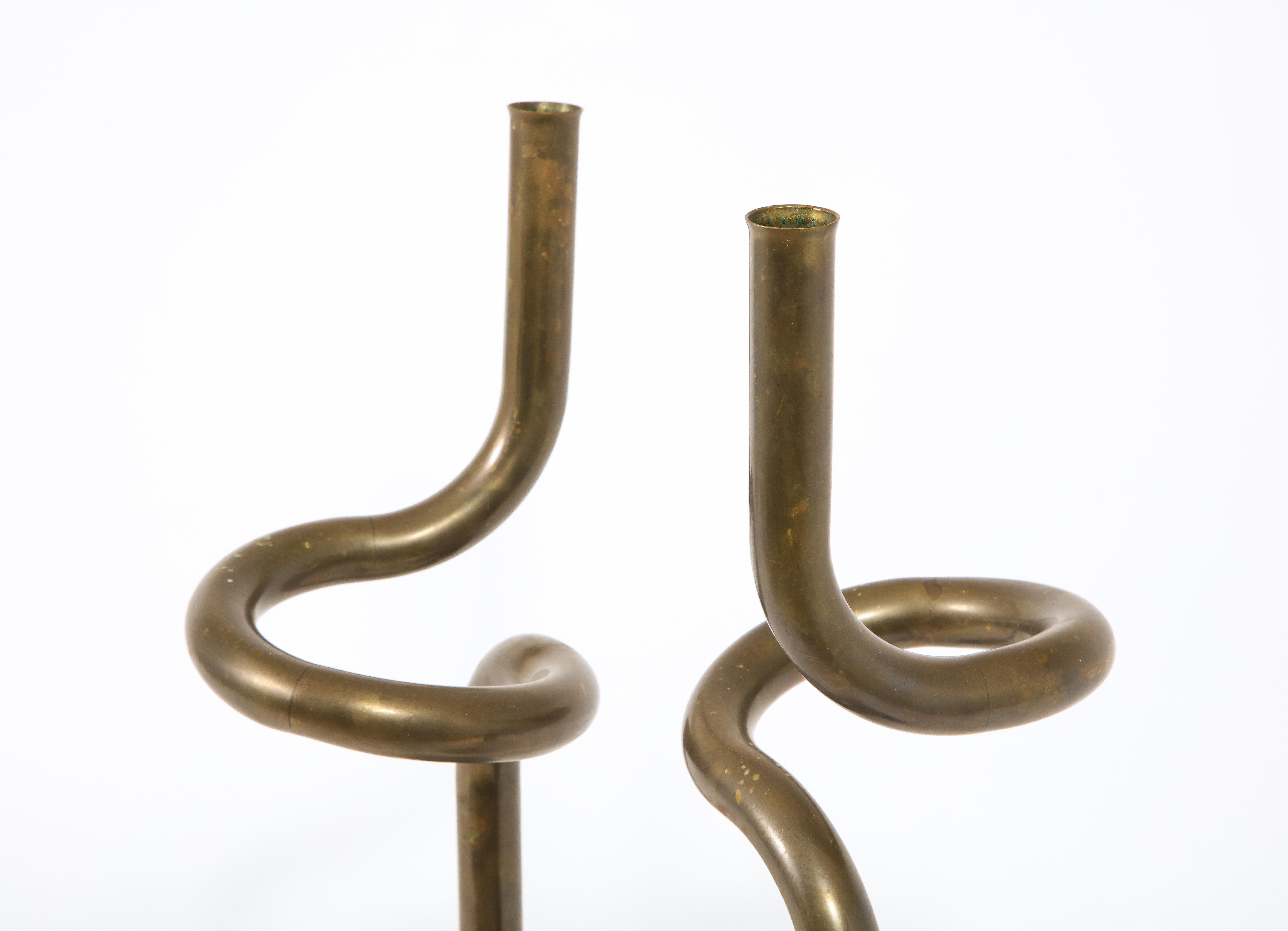 17th Century Brass and Metal Candle Holders, USA, 1960's