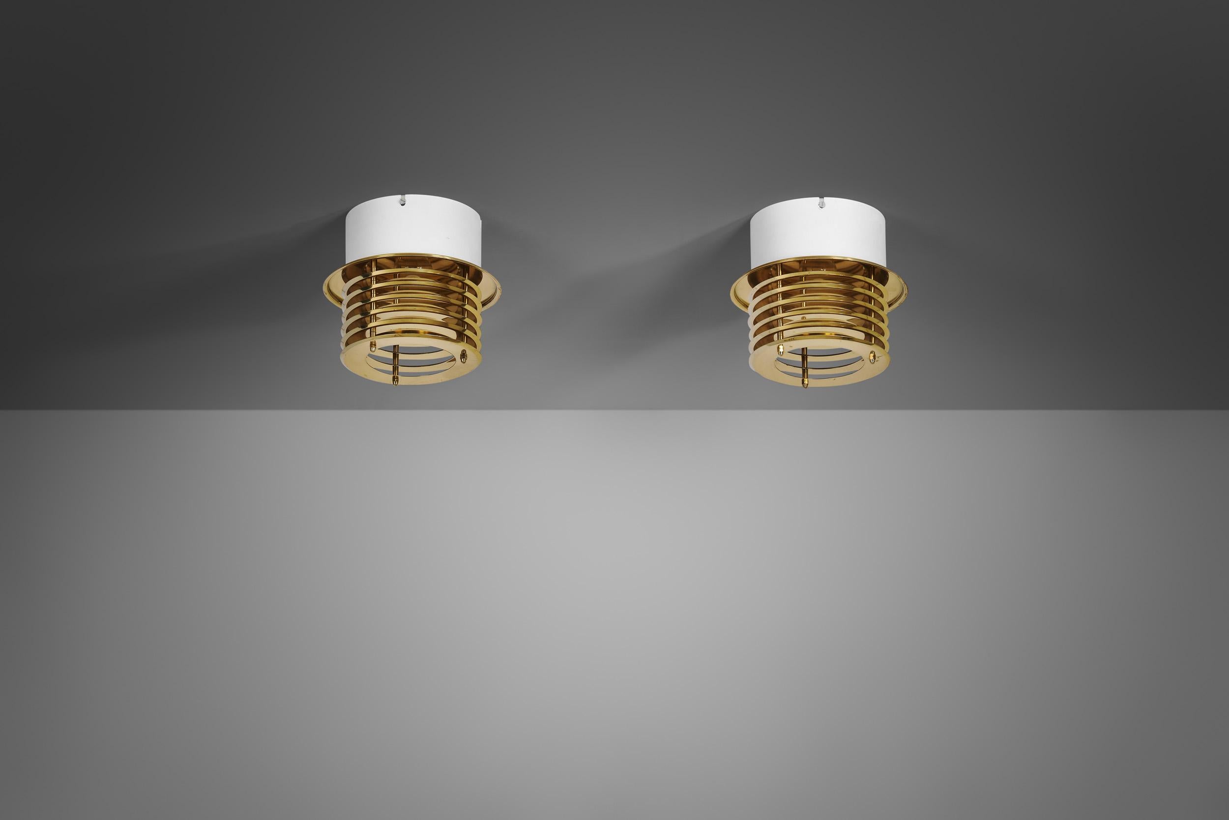 Mid-20th Century Brass and Metal Ceiling Lamps by Taiba-Falkenberg Belysnin, Sweden 1960s