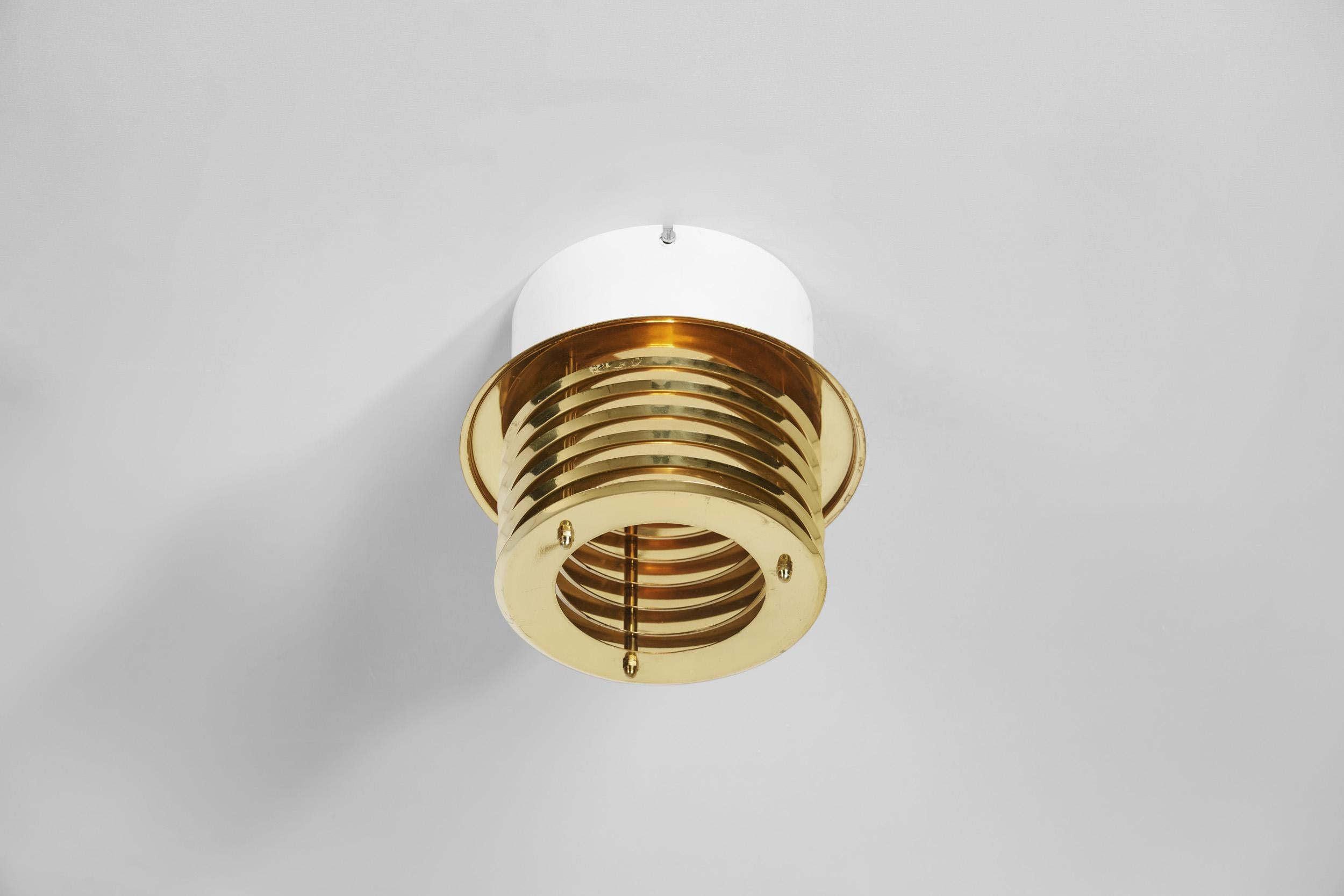 Sheet Metal Brass and Metal Ceiling Lamps by Taiba-Falkenberg Belysnin, Sweden 1960s