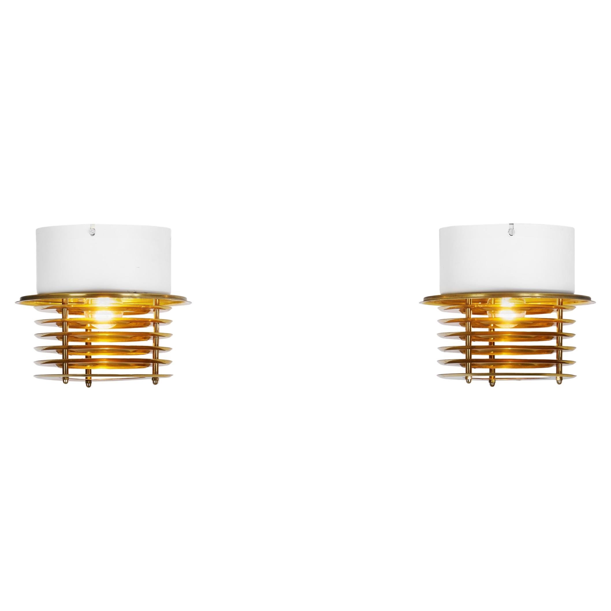 Brass and Metal Ceiling Lamps by Taiba-Falkenberg Belysnin, Sweden 1960s For Sale