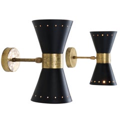 Brass and Metal Double Cone Sconce, circa 1960