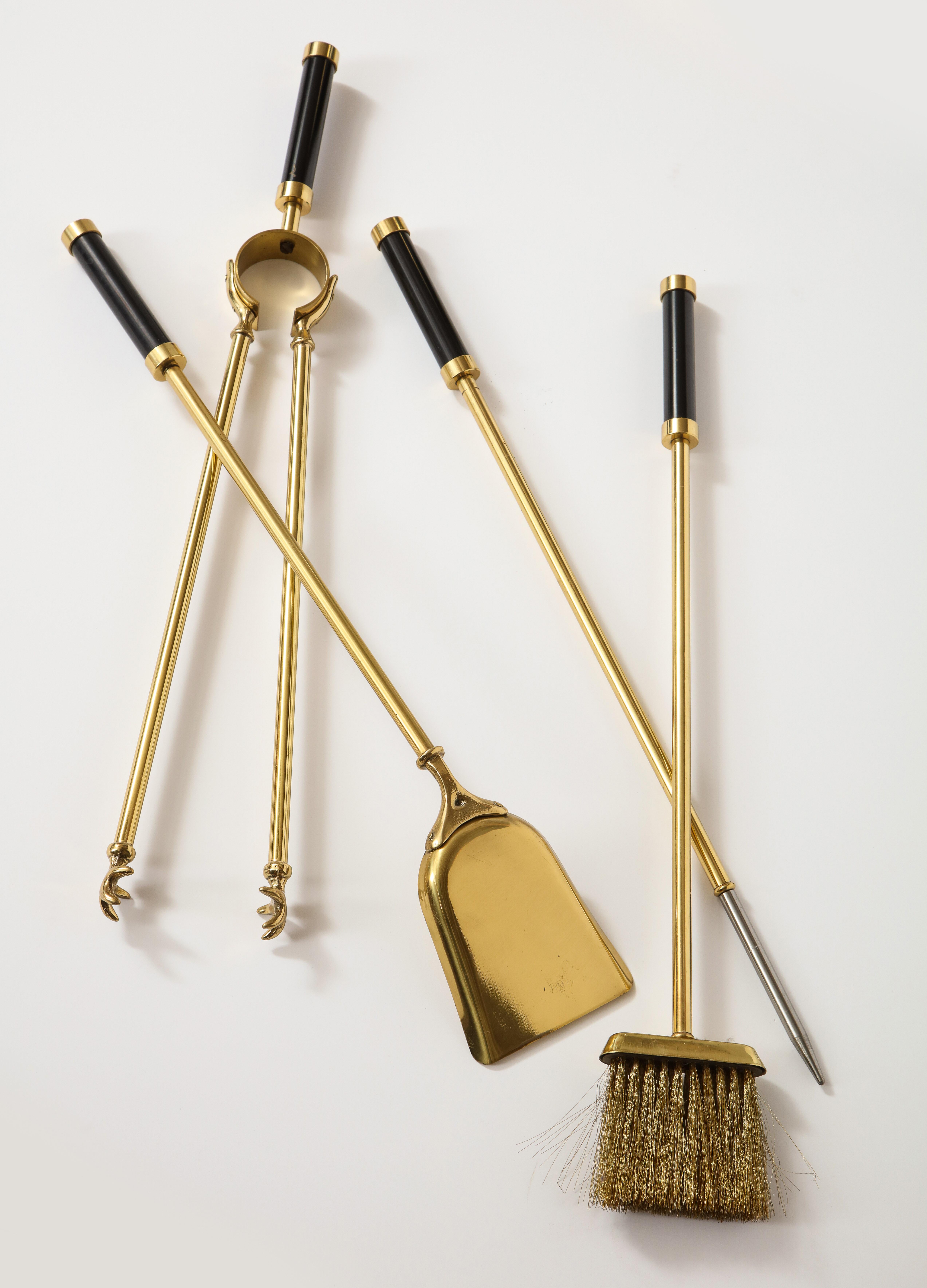 Brass and Metal Fireplace Set, Tools and Andirons by Giovanni Banci, Italy, 1970 6