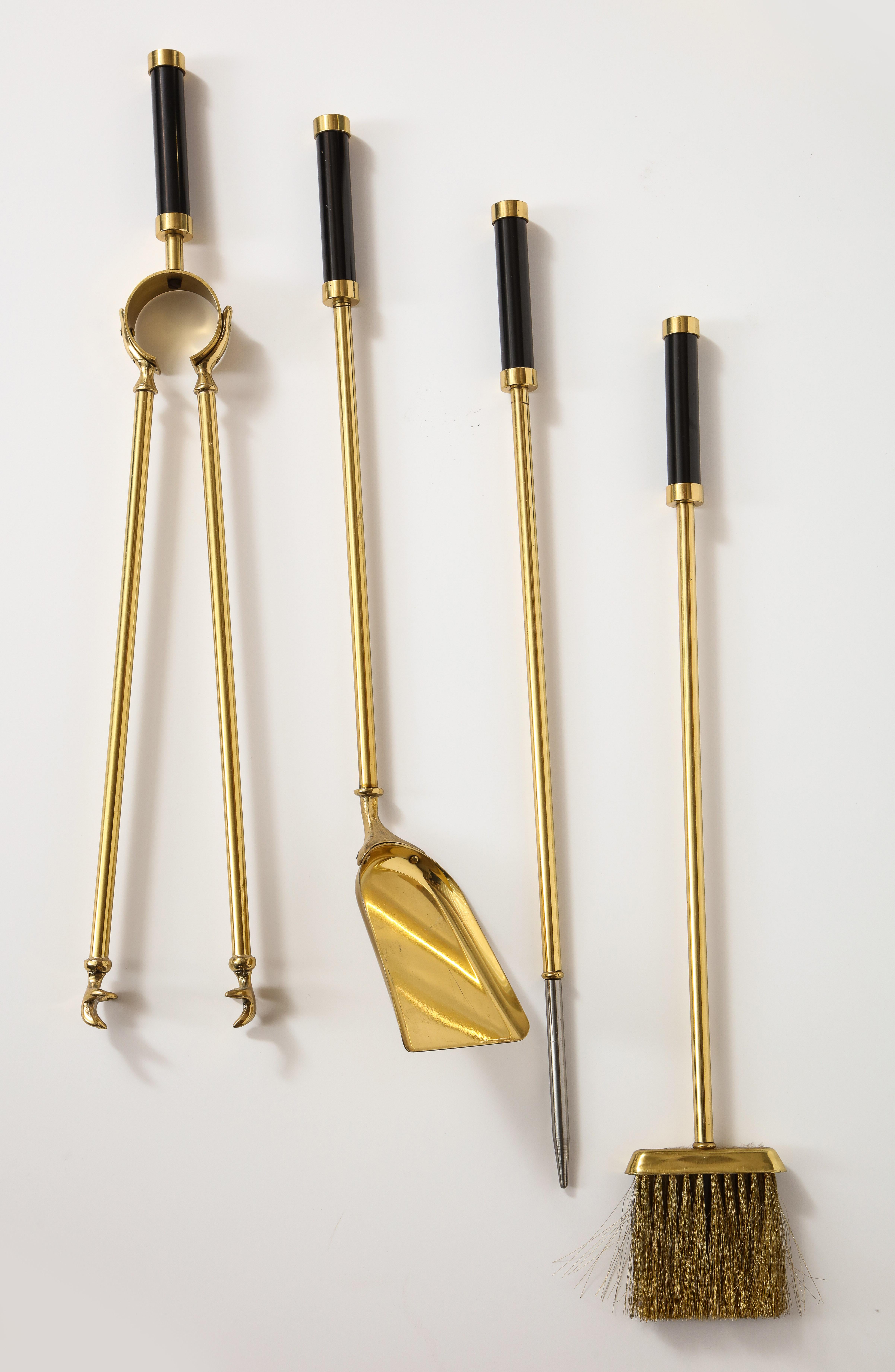 Brass and Metal Fireplace Set, Tools and Andirons by Giovanni Banci, Italy, 1970 2