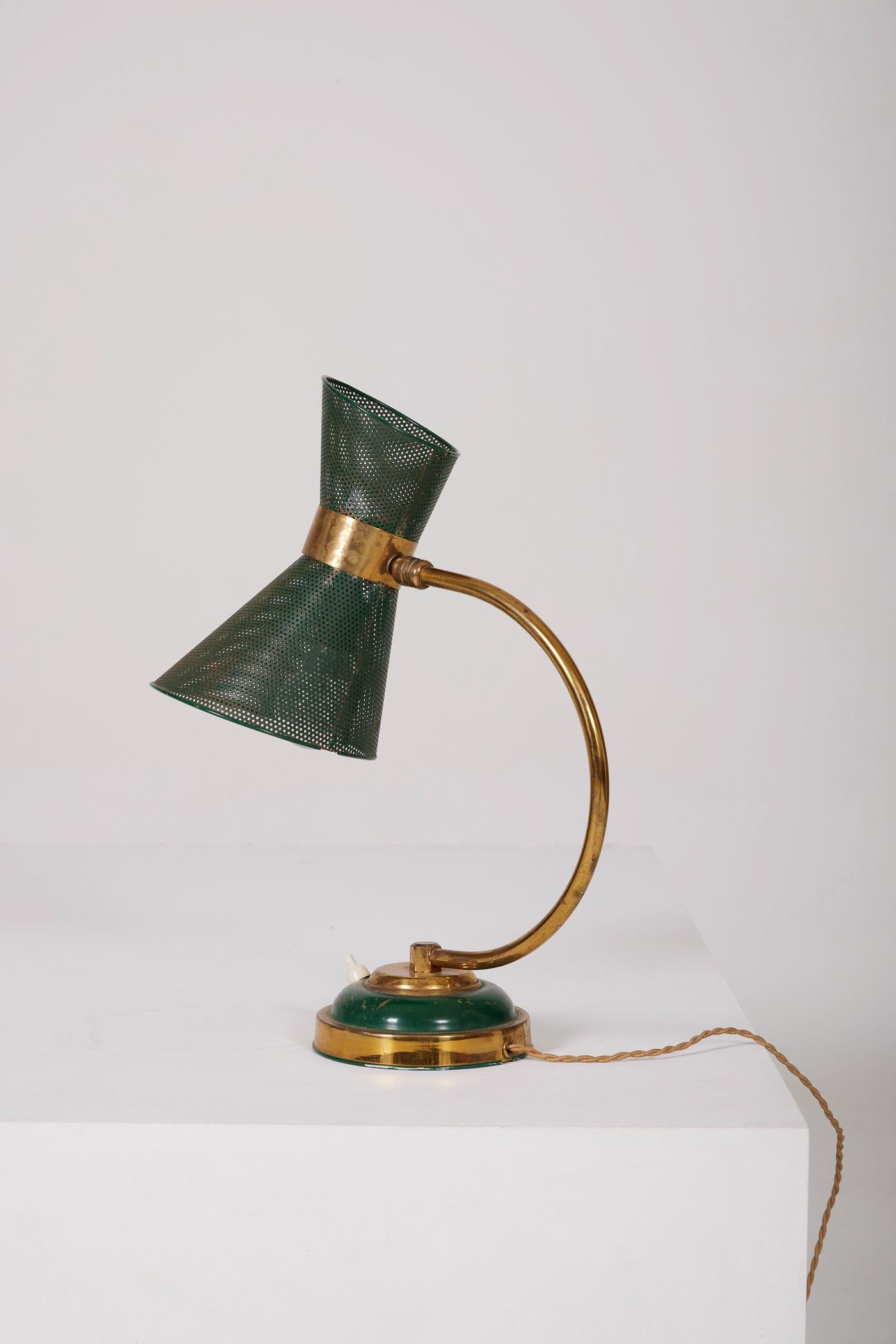 French Brass and metal lamp For Sale