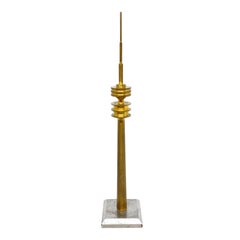 Brass and Metal Munich TV Television Tower Scale Design Model, 1970s