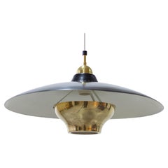 Brass and metal pendant lamp attributed to Bergboms, Sweden, 1950s