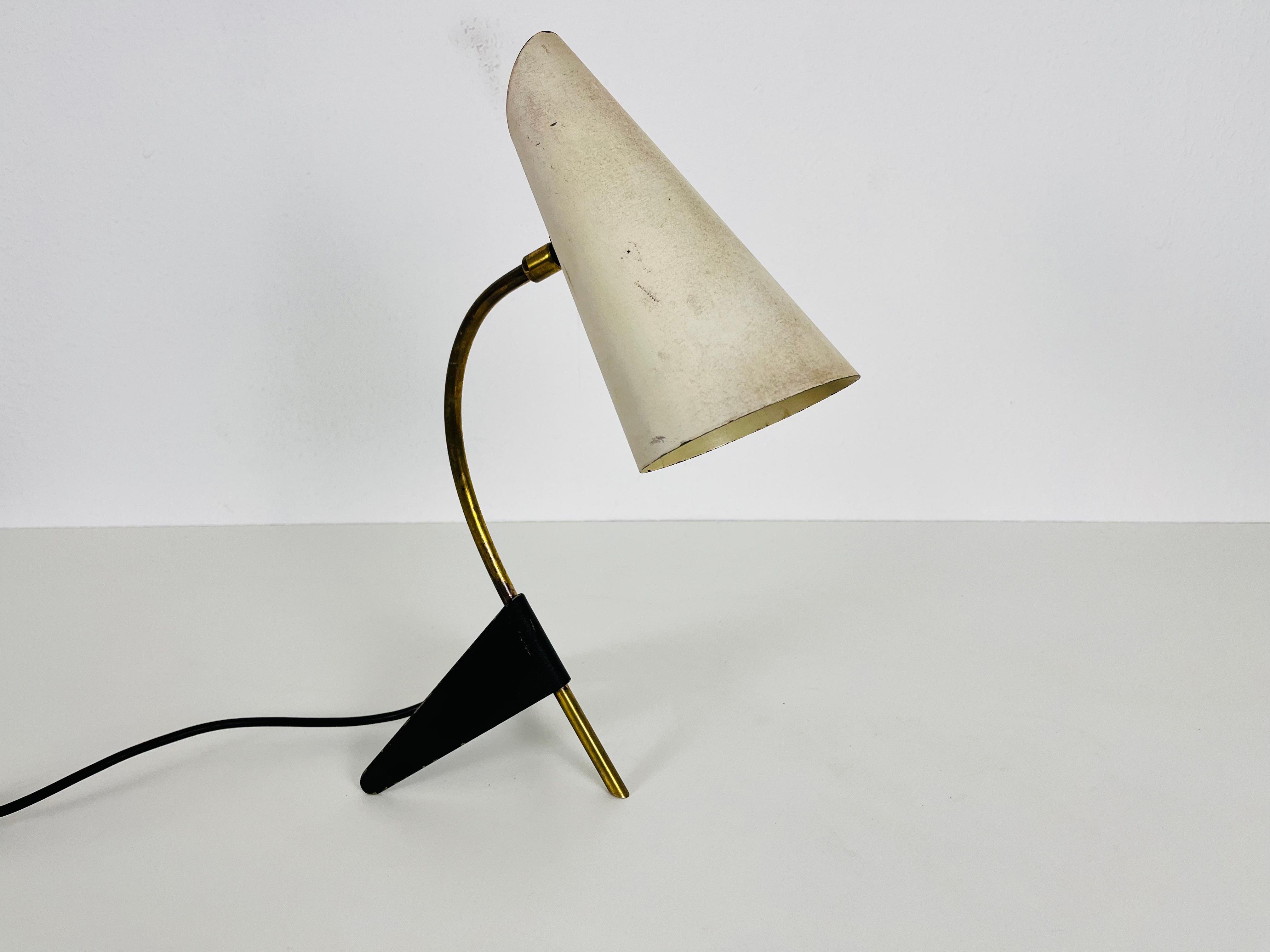 Mid-20th Century Brass and Metal Table Lamp by Louis Kalff, 1950s For Sale
