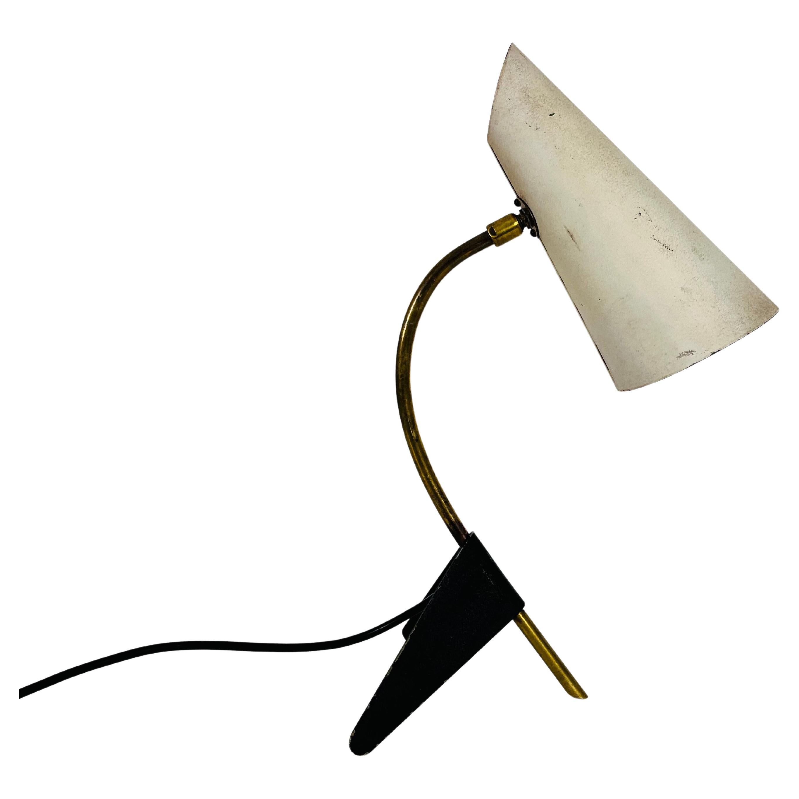 Brass and Metal Table Lamp by Louis Kalff, 1950s For Sale