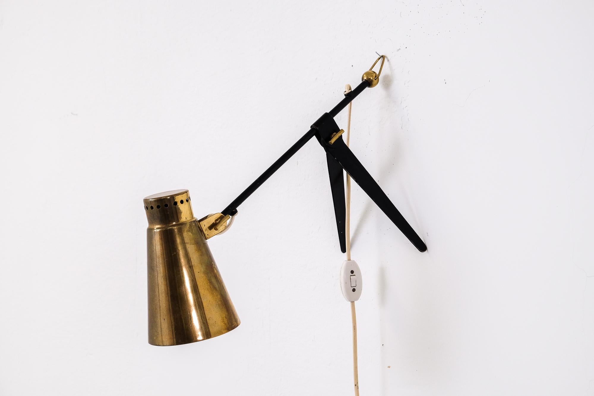 Brass and Metal Table or Wall Lamp Model 'Ev70' by Itsu, Finland, 1950s 6