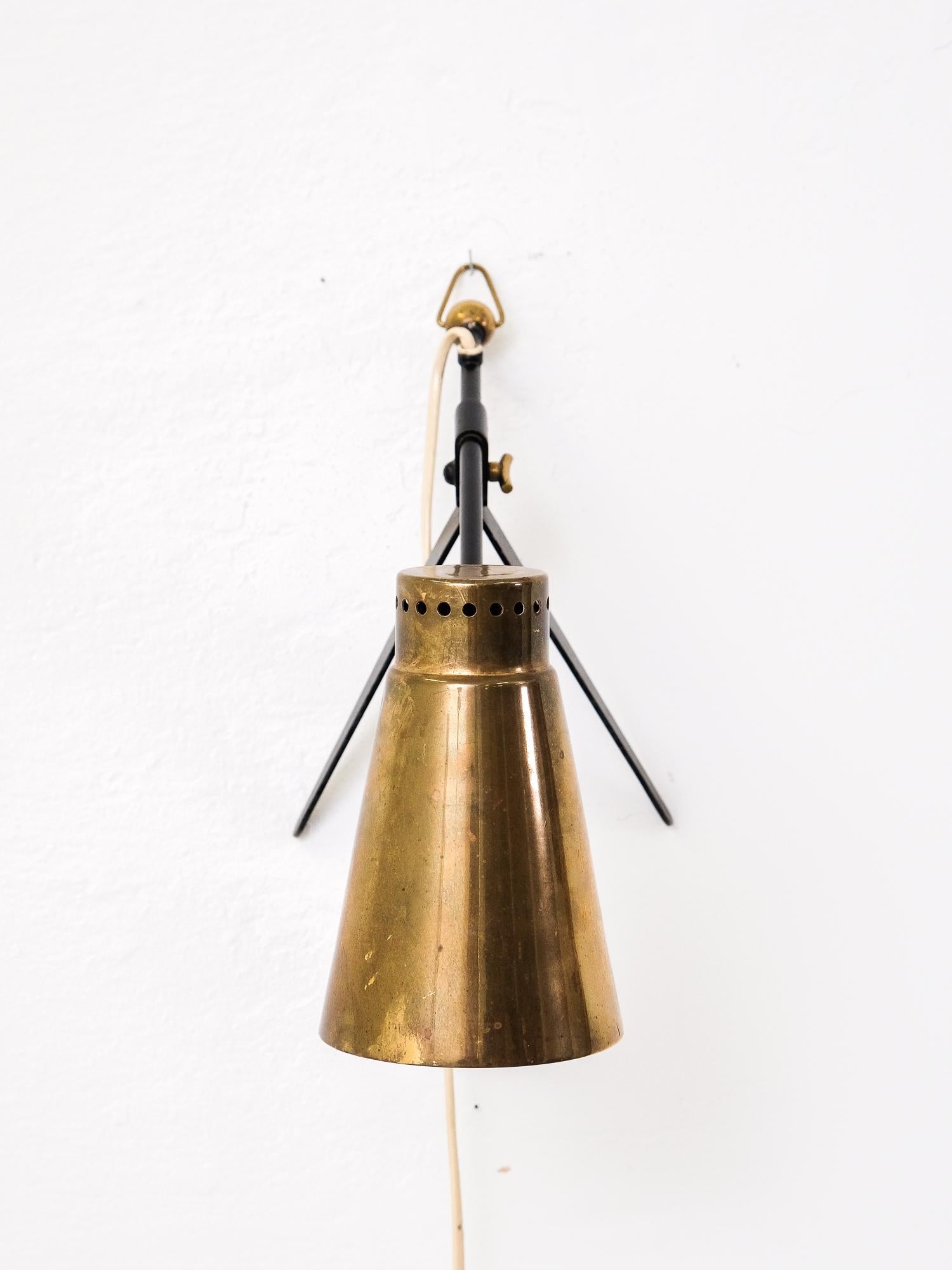 Brass and Metal Table or Wall Lamp Model 'Ev70' by Itsu, Finland, 1950s 7
