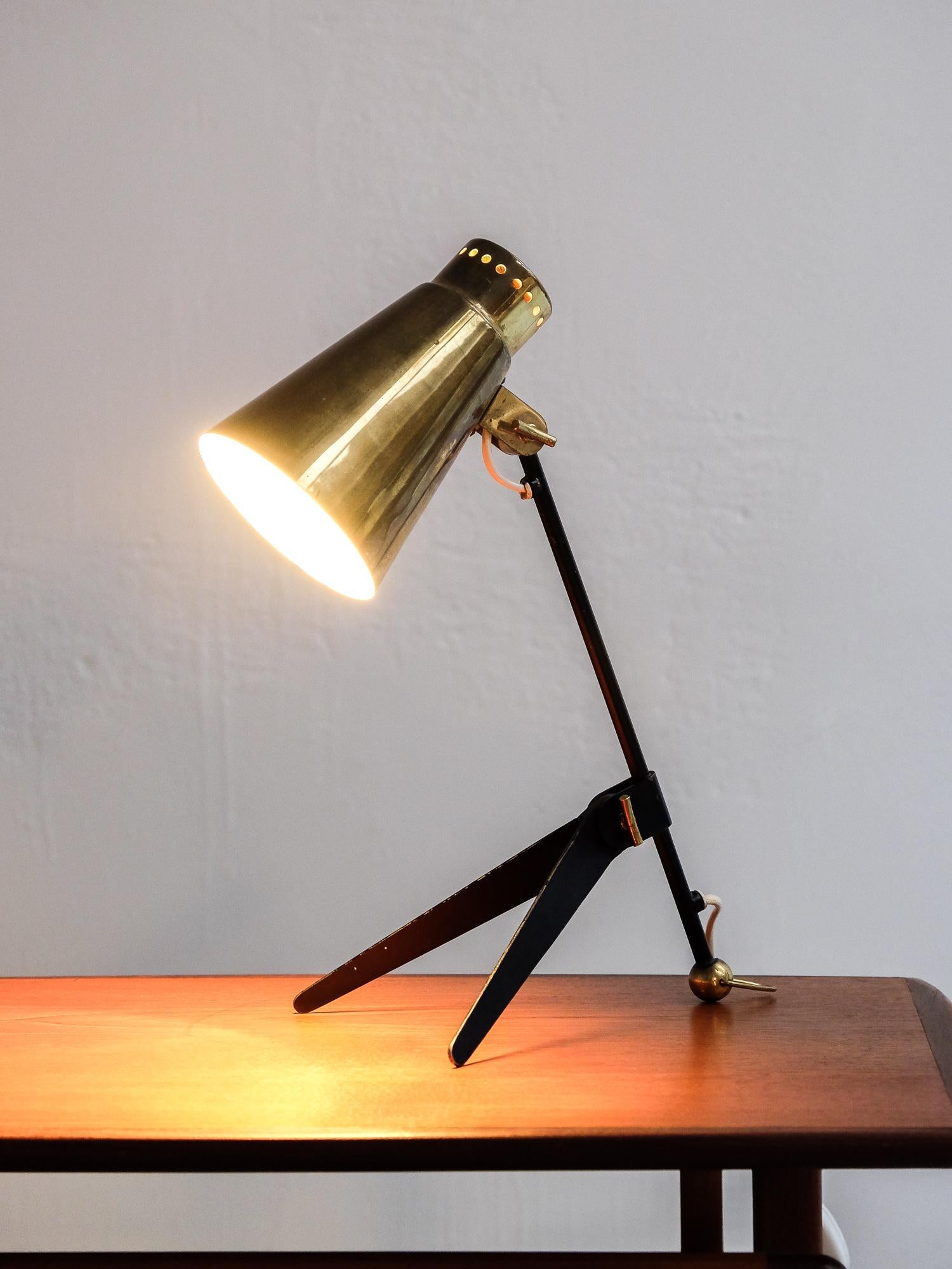 Brass and Metal Table or Wall Lamp Model 'Ev70' by Itsu, Finland, 1950s 10