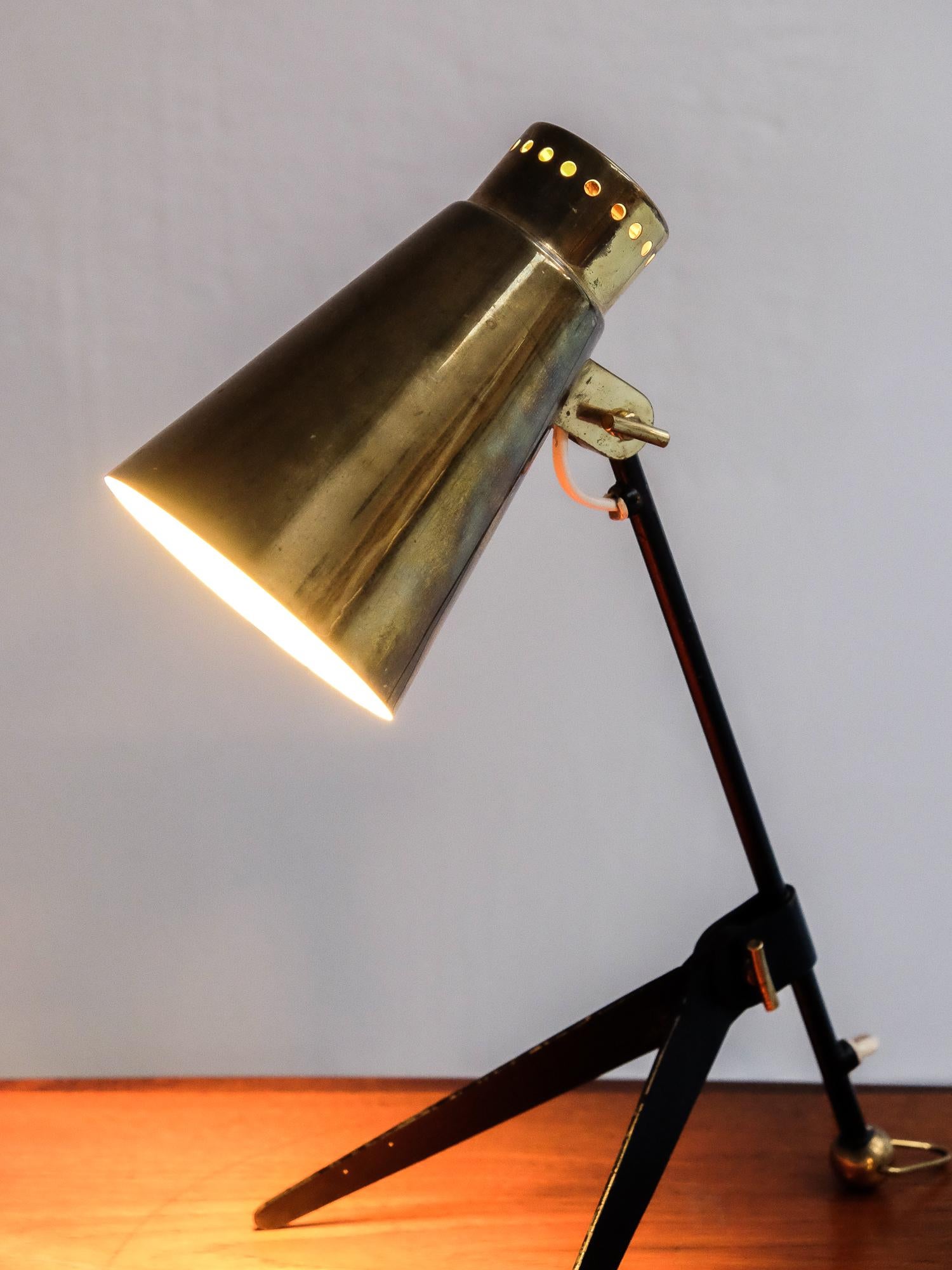 Brass and Metal Table or Wall Lamp Model 'Ev70' by Itsu, Finland, 1950s 11