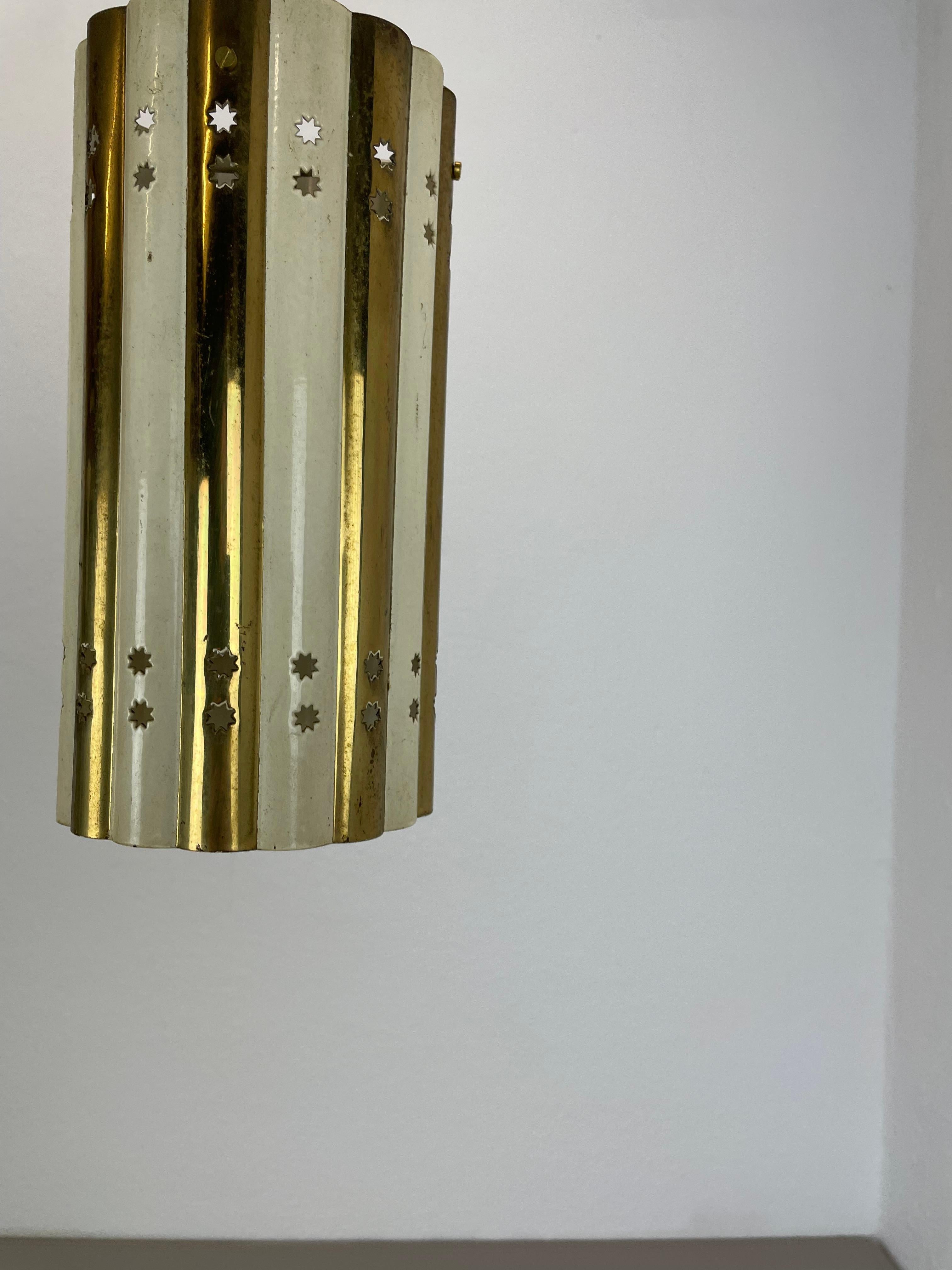 Brass and Metal Tube Hanging Light Vereinigte Werkstätten München, Germany, 1950 For Sale 5