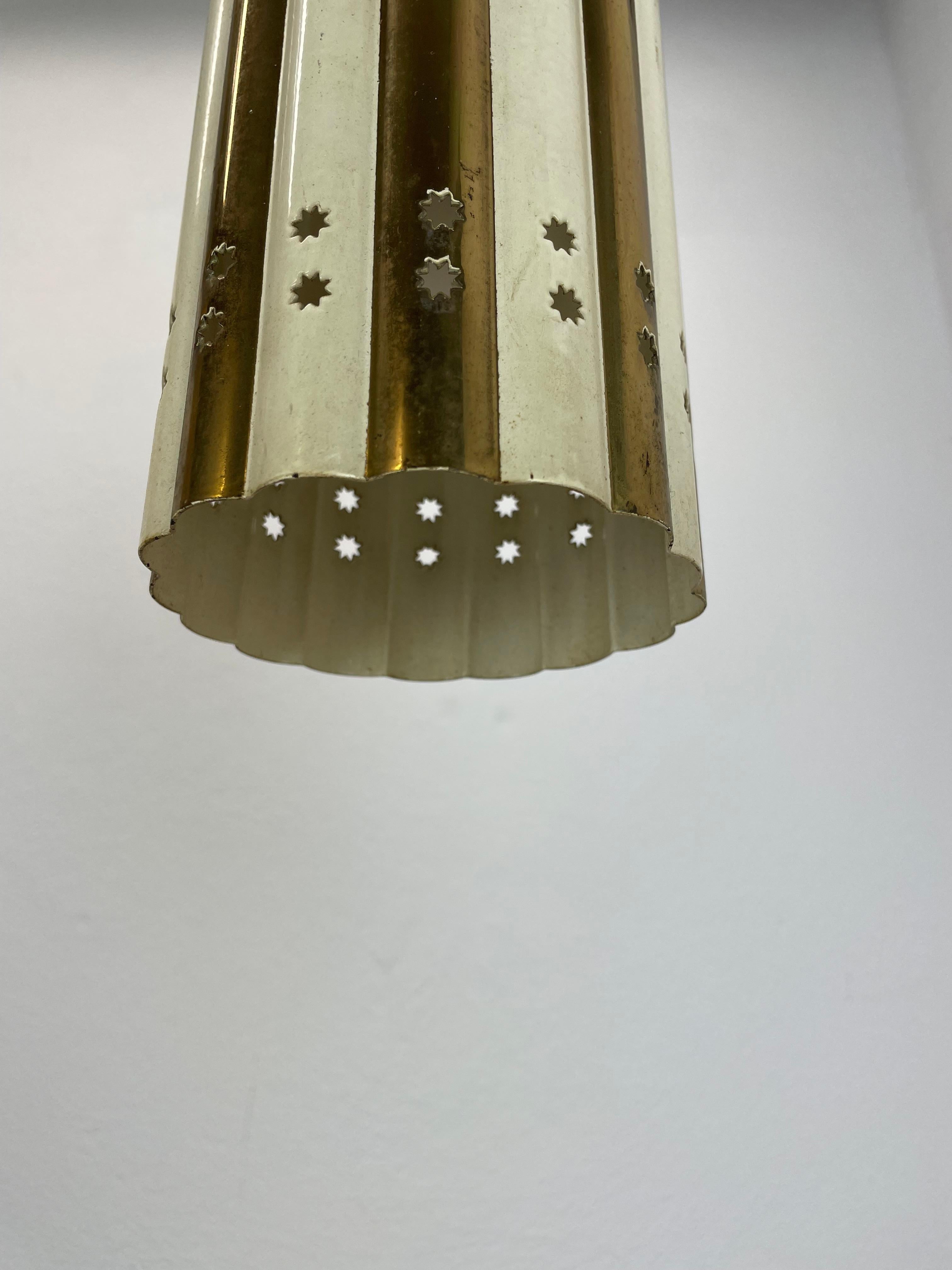 Brass and Metal Tube Hanging Light Vereinigte Werkstätten München, Germany, 1950 For Sale 6