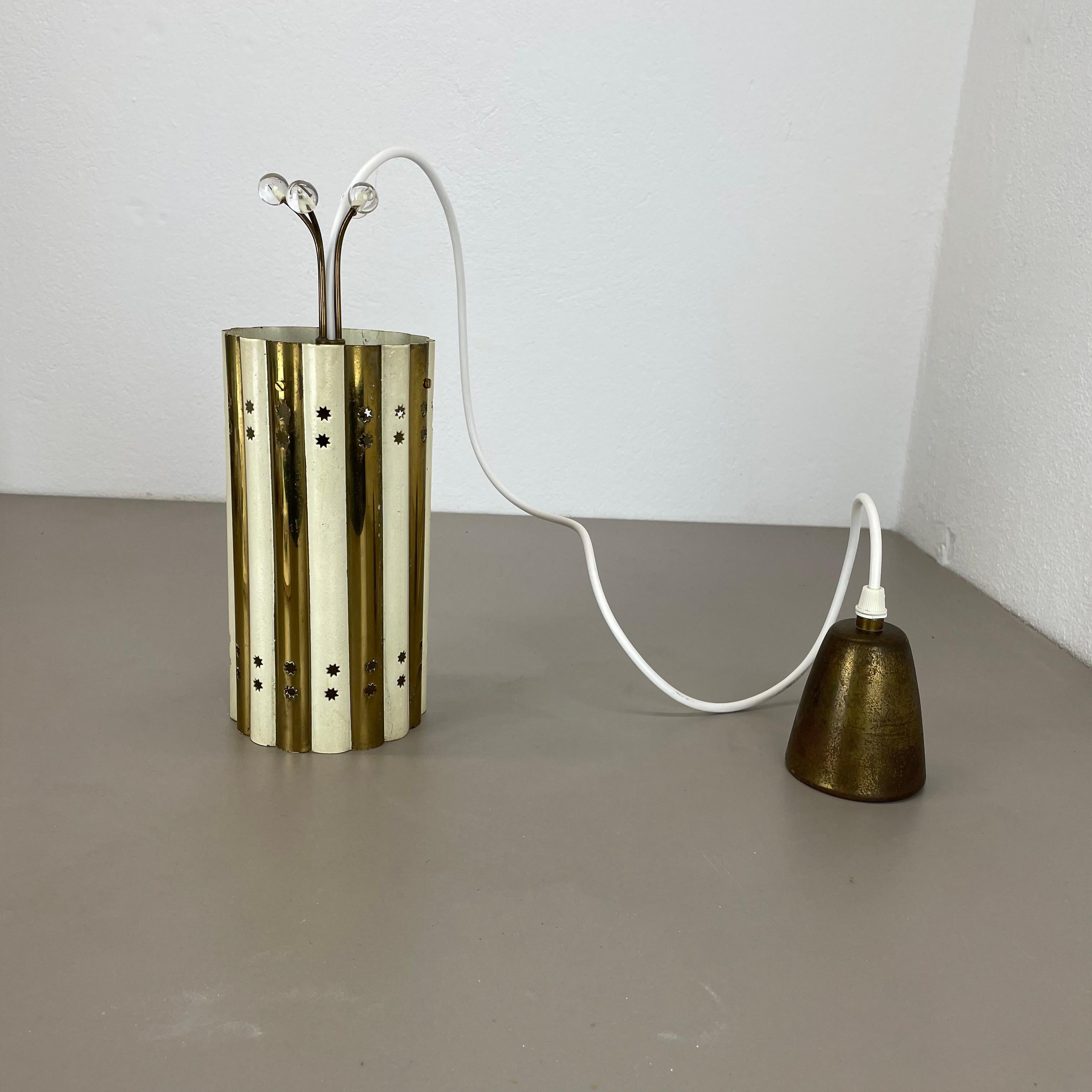 Brass and Metal Tube Hanging Light Vereinigte Werkstätten München, Germany, 1950 For Sale 7
