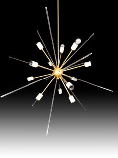 Lustre en laiton et méthacrylate des années 80 et XXe siècle