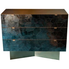 Brass and Mica Contemporary Chest of Drawers, France
