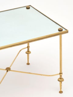 Brass and Mirror Baguès Style Vintage Side Table