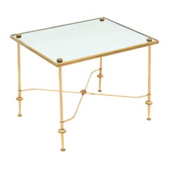 Brass and Mirror Baguès Style Vintage Side Table