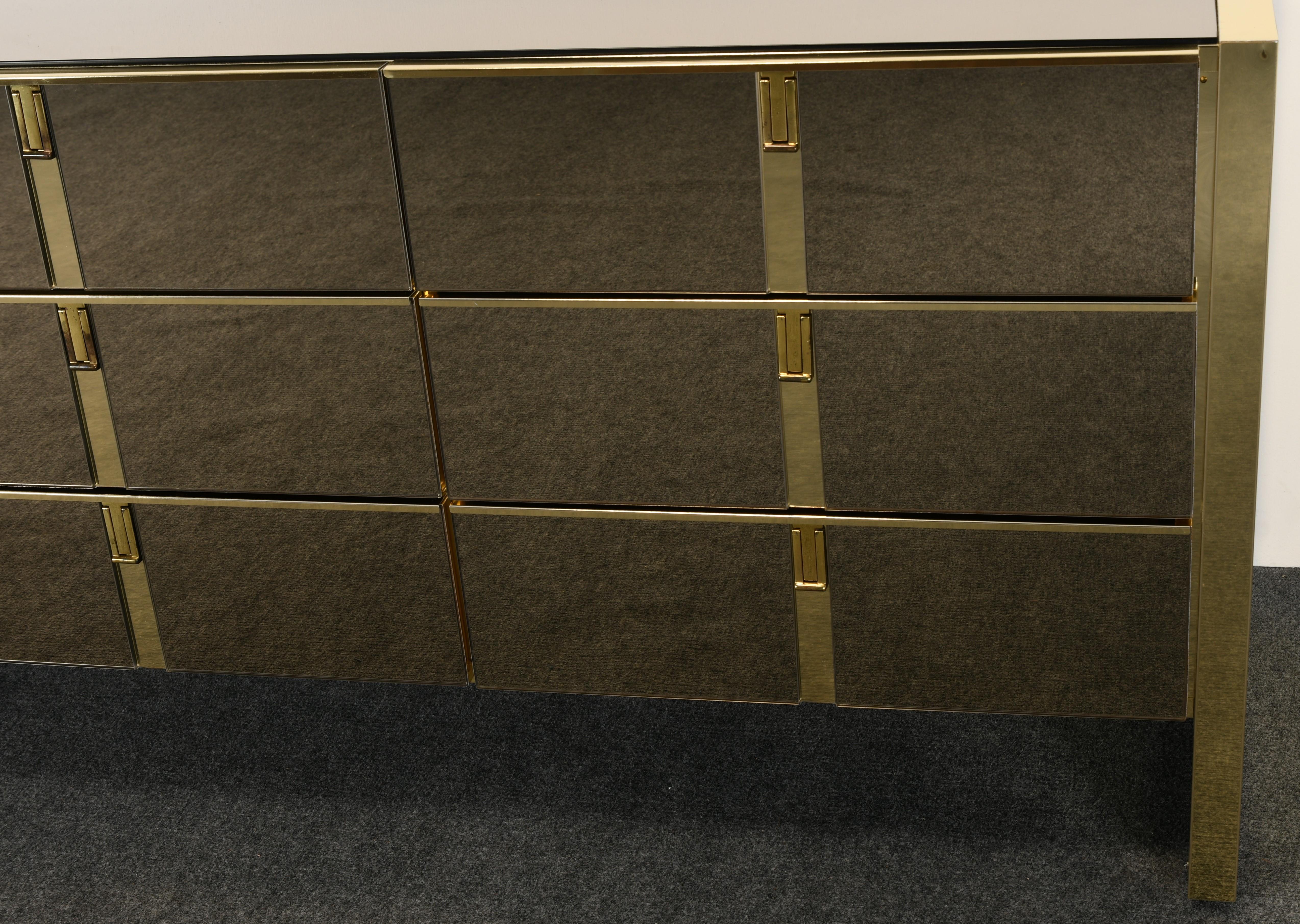 American Brass and Mirror Front Dresser by Ello, 1980s