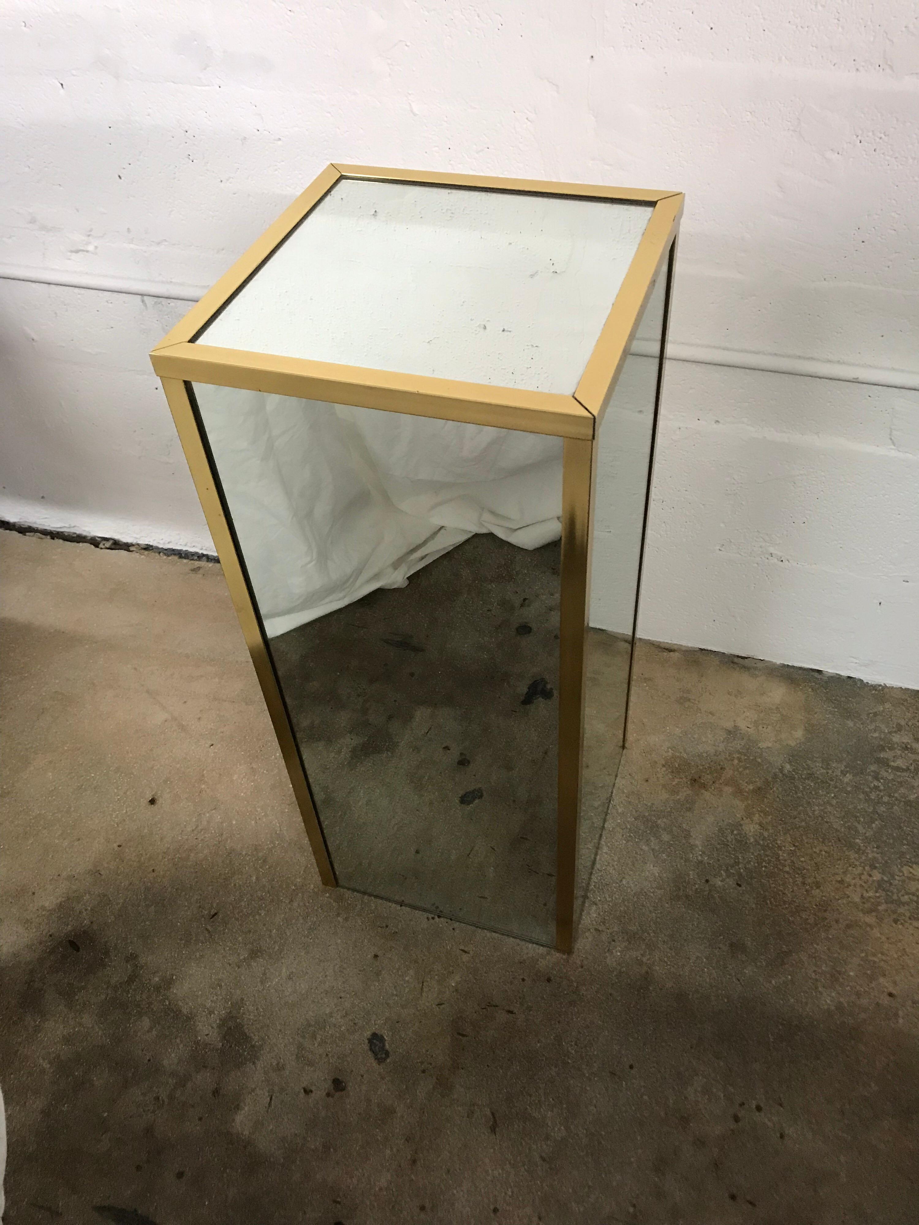 Italian Brass and Mirror Pedestal 