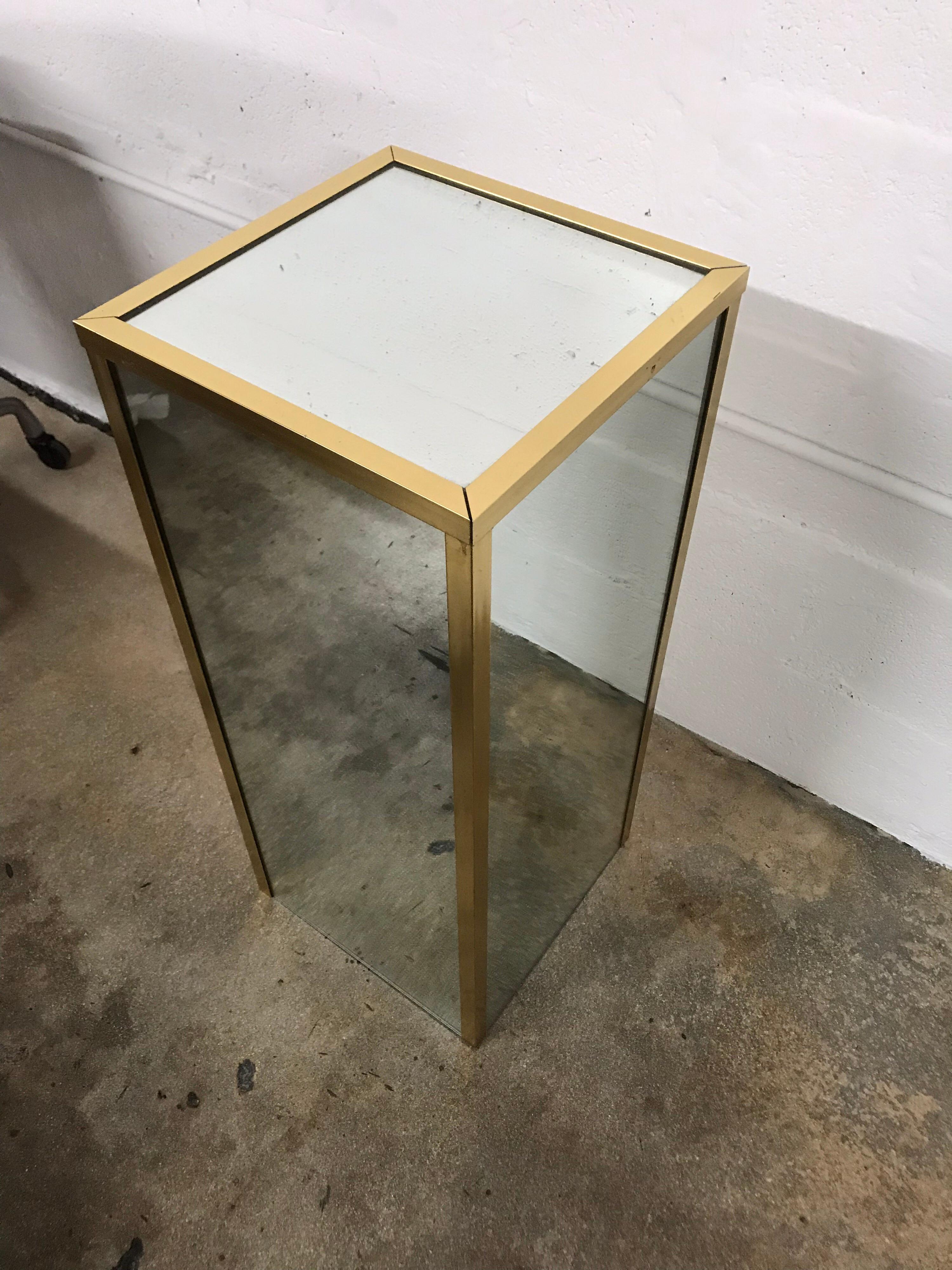 Brass and Mirror Pedestal  2