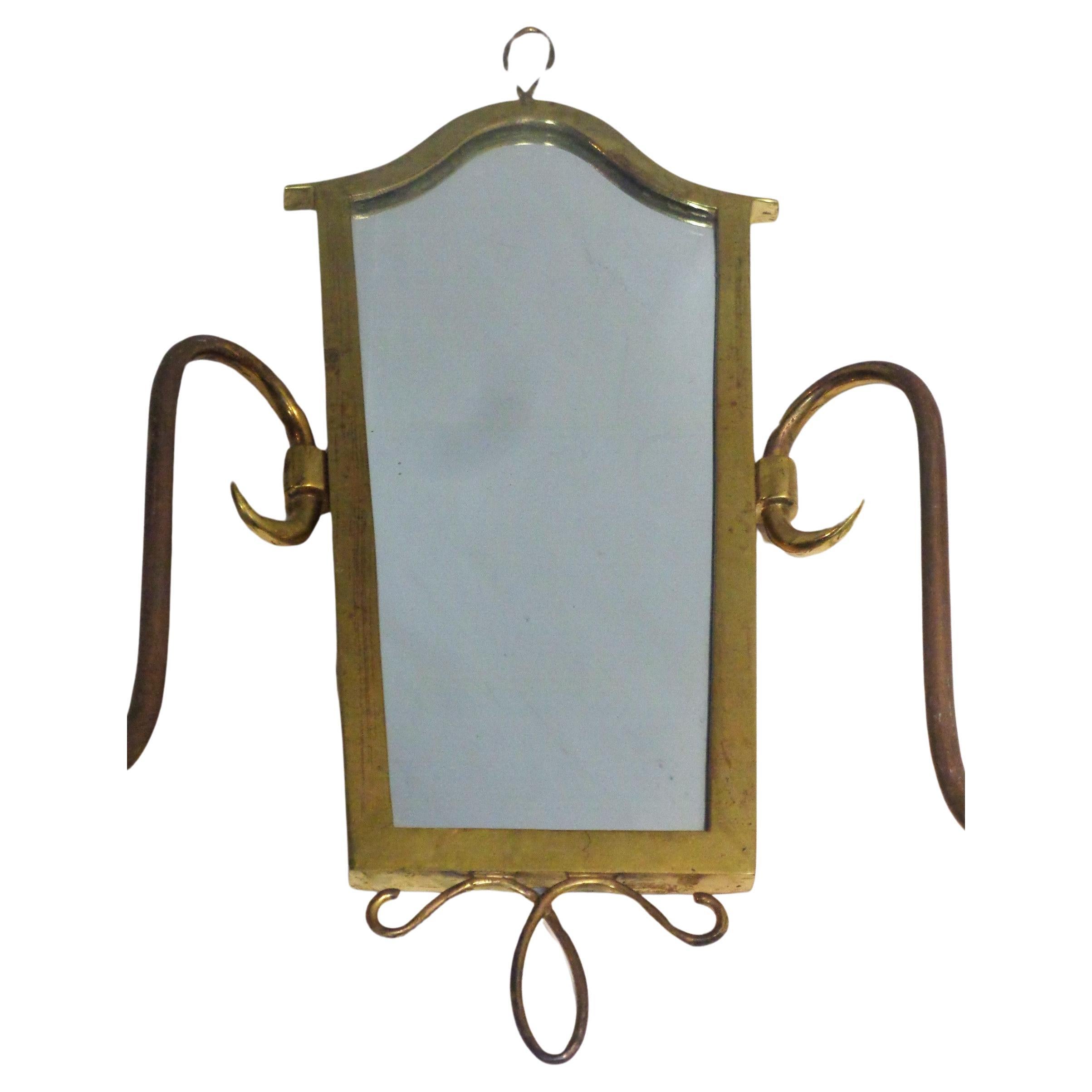 Brass and Mirror Two Light Wall Sconces style of Gio Ponti 2