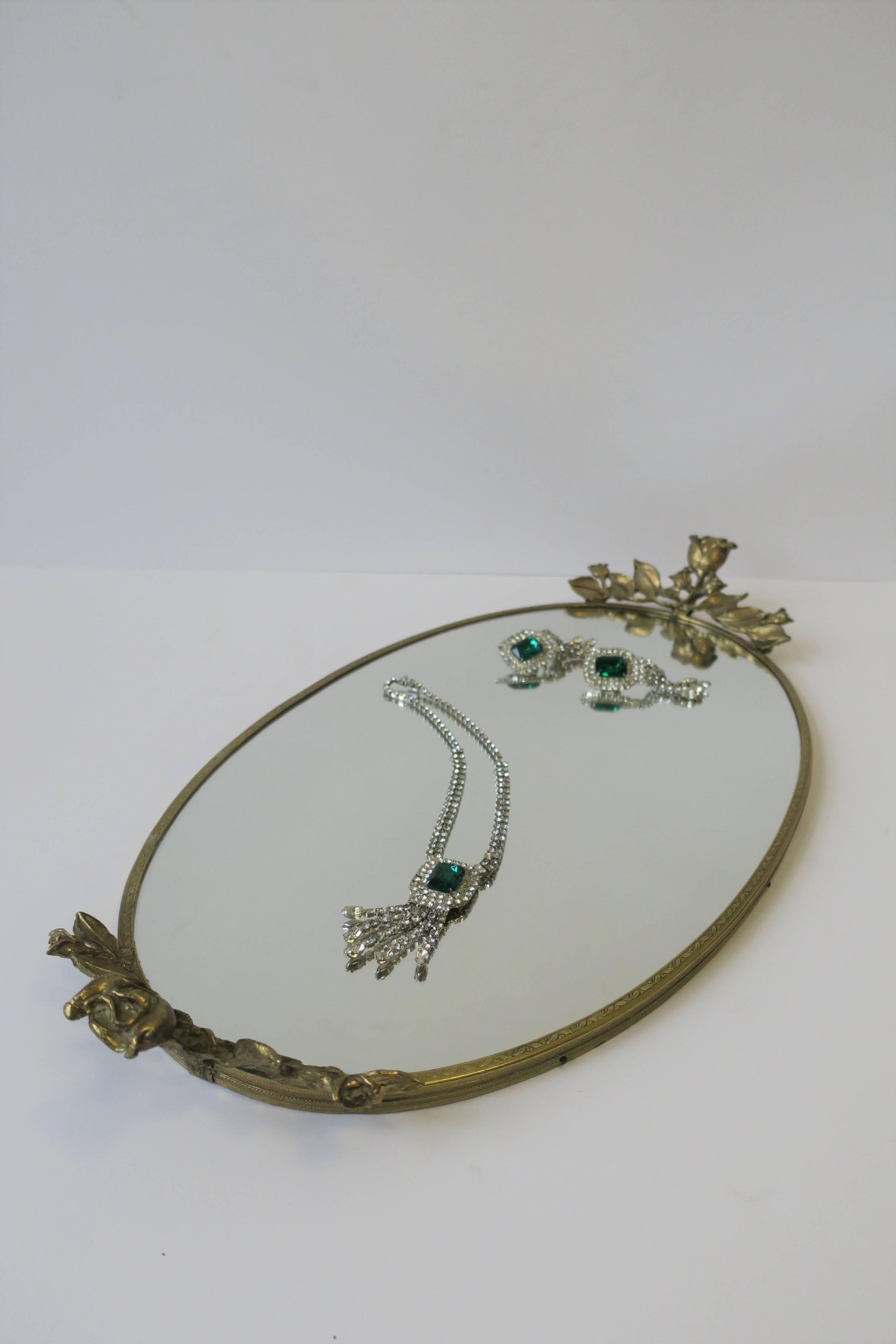 Brass and Mirror Vanity Tray, ca. 1960s 4