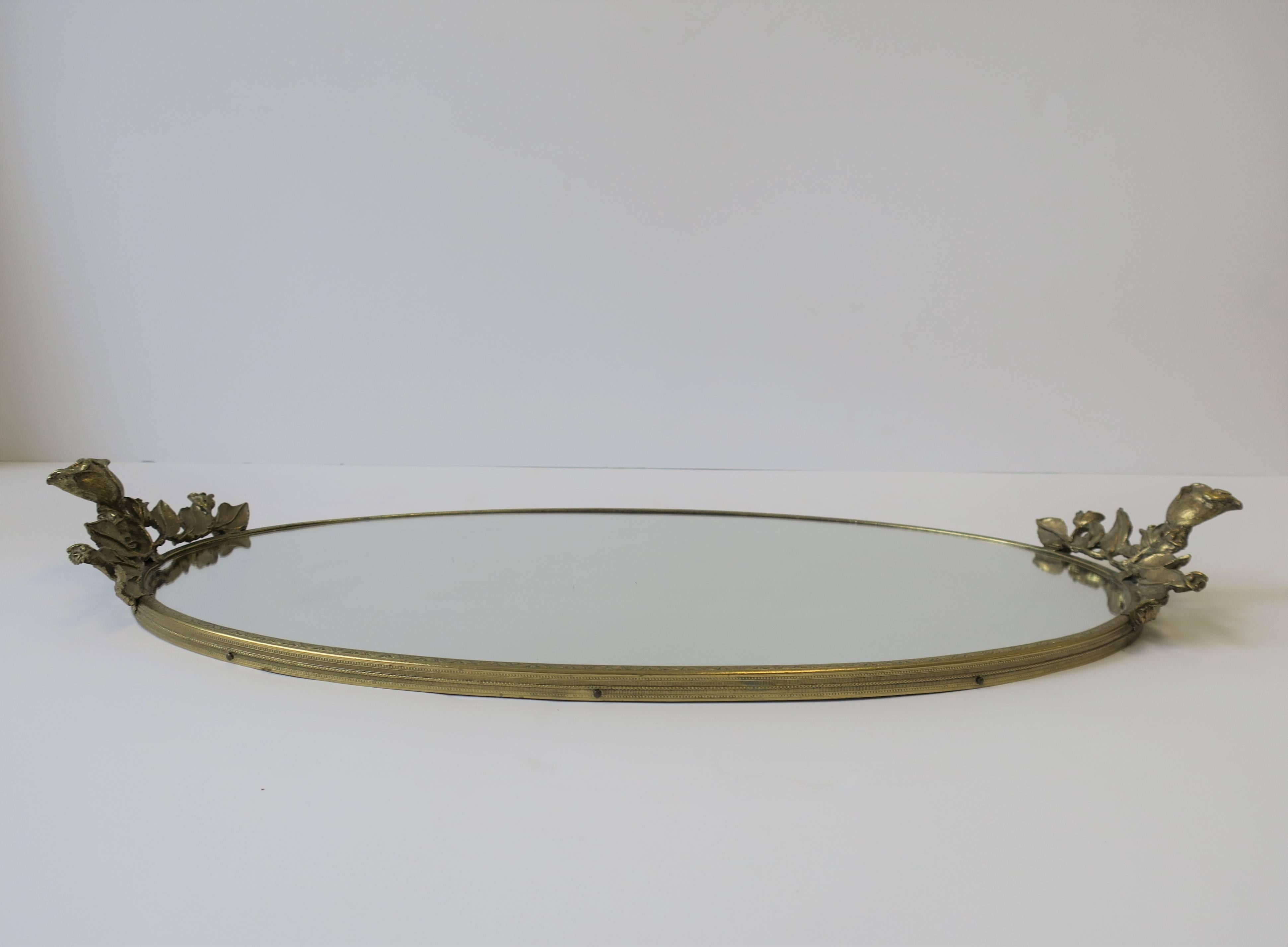 Brass and Mirror Vanity Tray, ca. 1960s In Good Condition In New York, NY