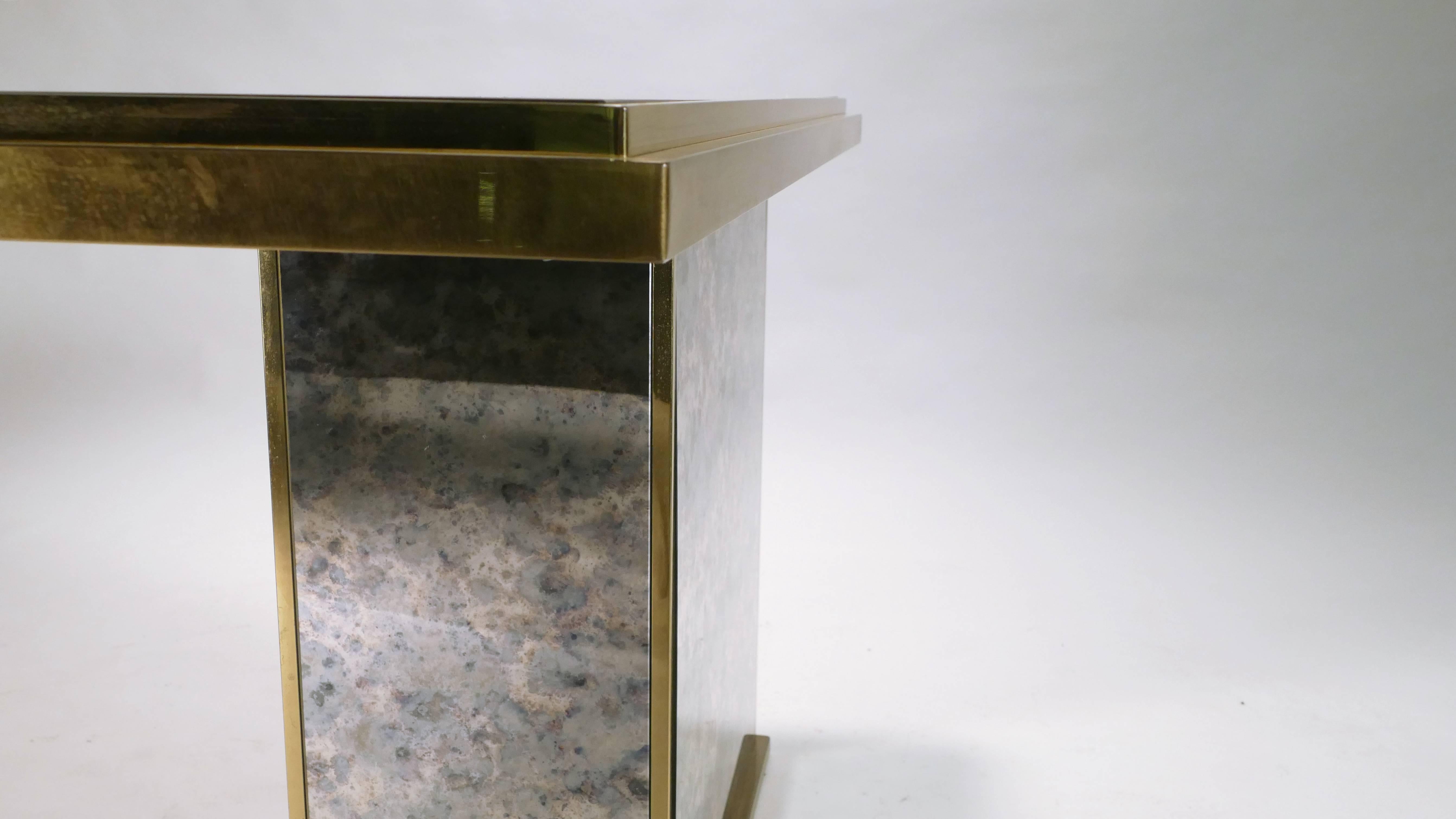 Belgian Brass and Mirrored Belgo Chrome Console, 1970s