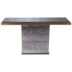 Brass and Mirrored Belgo Chrome Console, 1970s