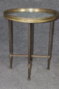 Brass and Mirrored French Directoire Round Drinks or Occassional Table 1920s era
