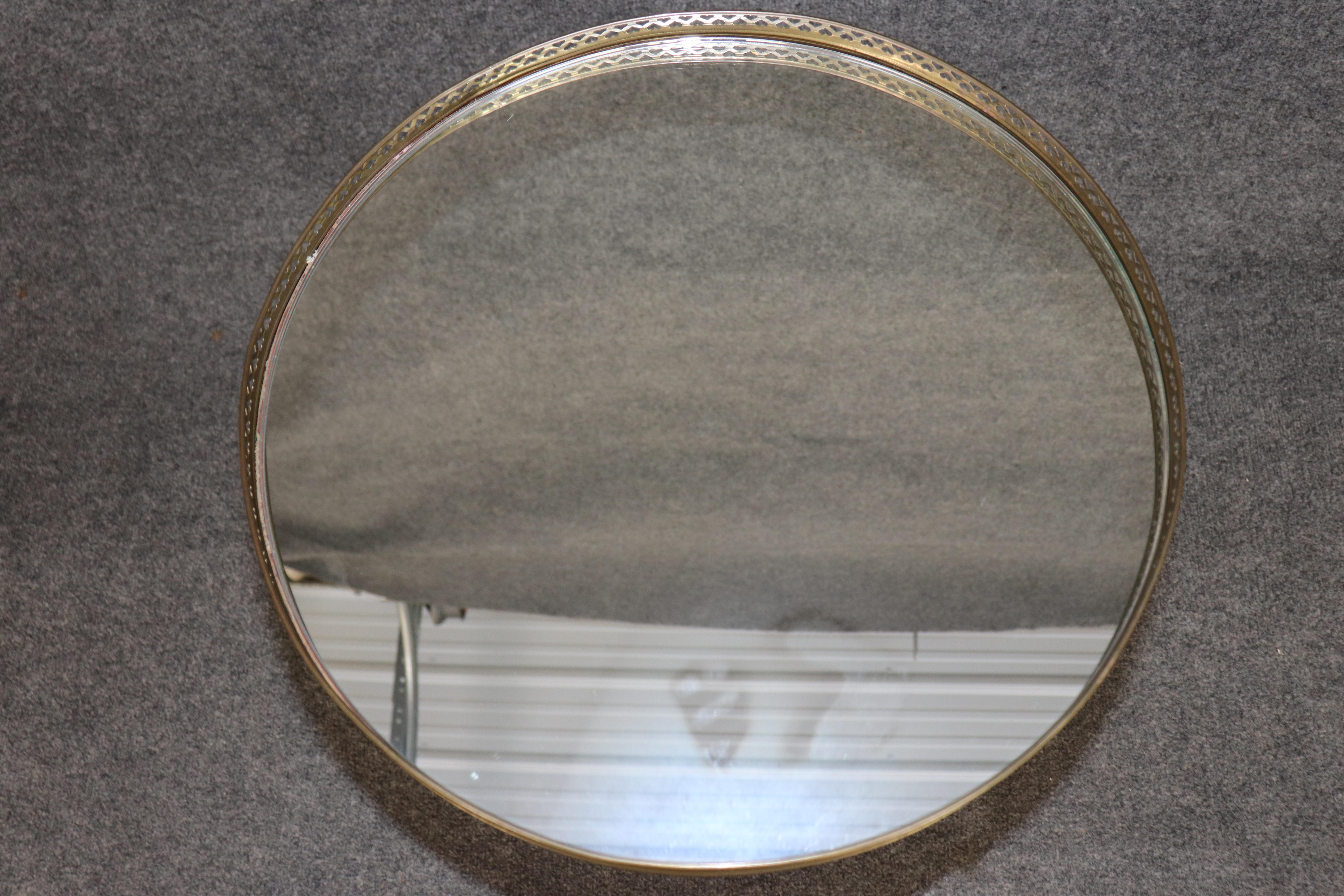 Early 20th Century Brass and Mirrored French Directoire Round Drinks or Occassional Table 1920s era For Sale
