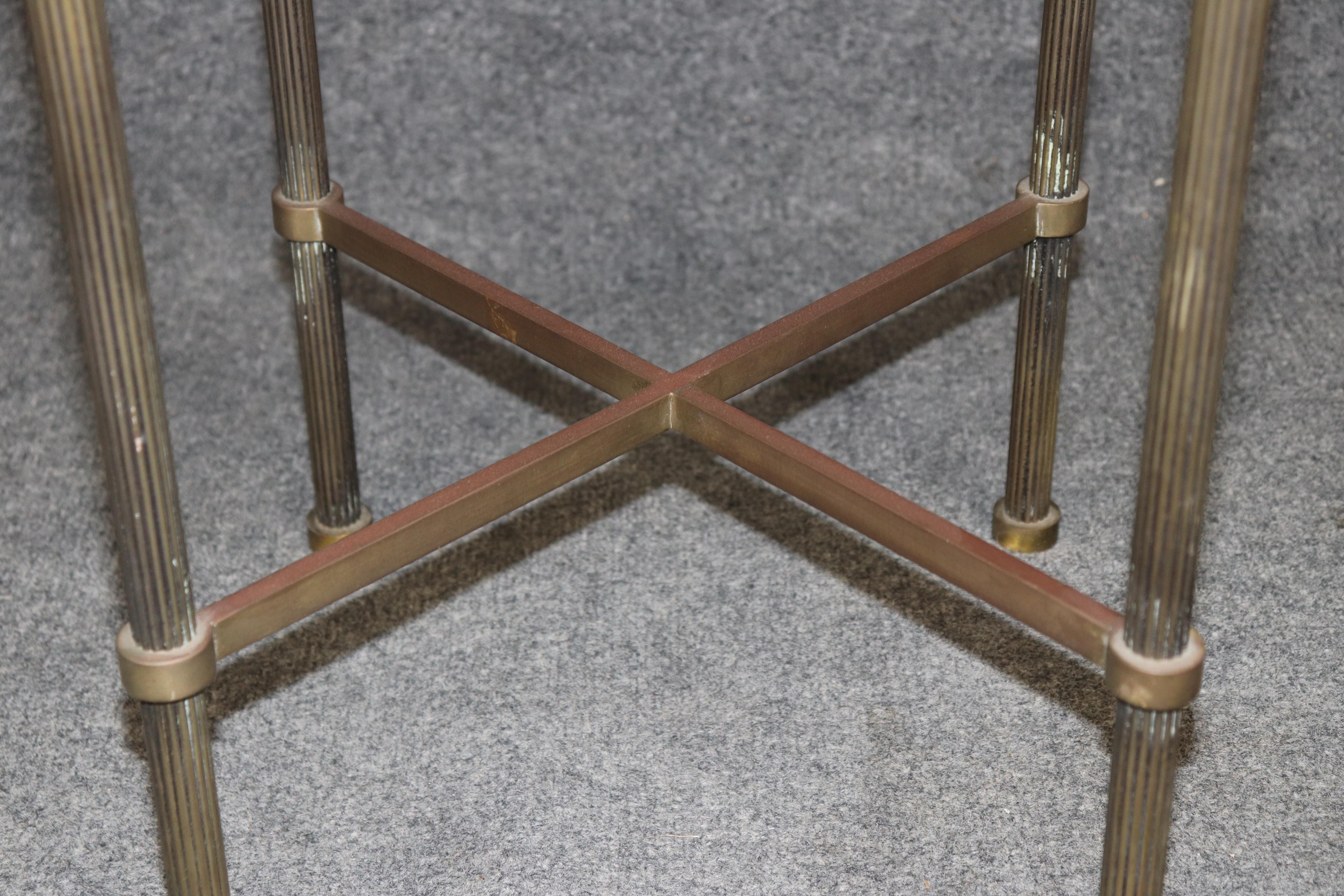 Brass and Mirrored French Directoire Round Drinks or Occassional Table 1920s era For Sale 1
