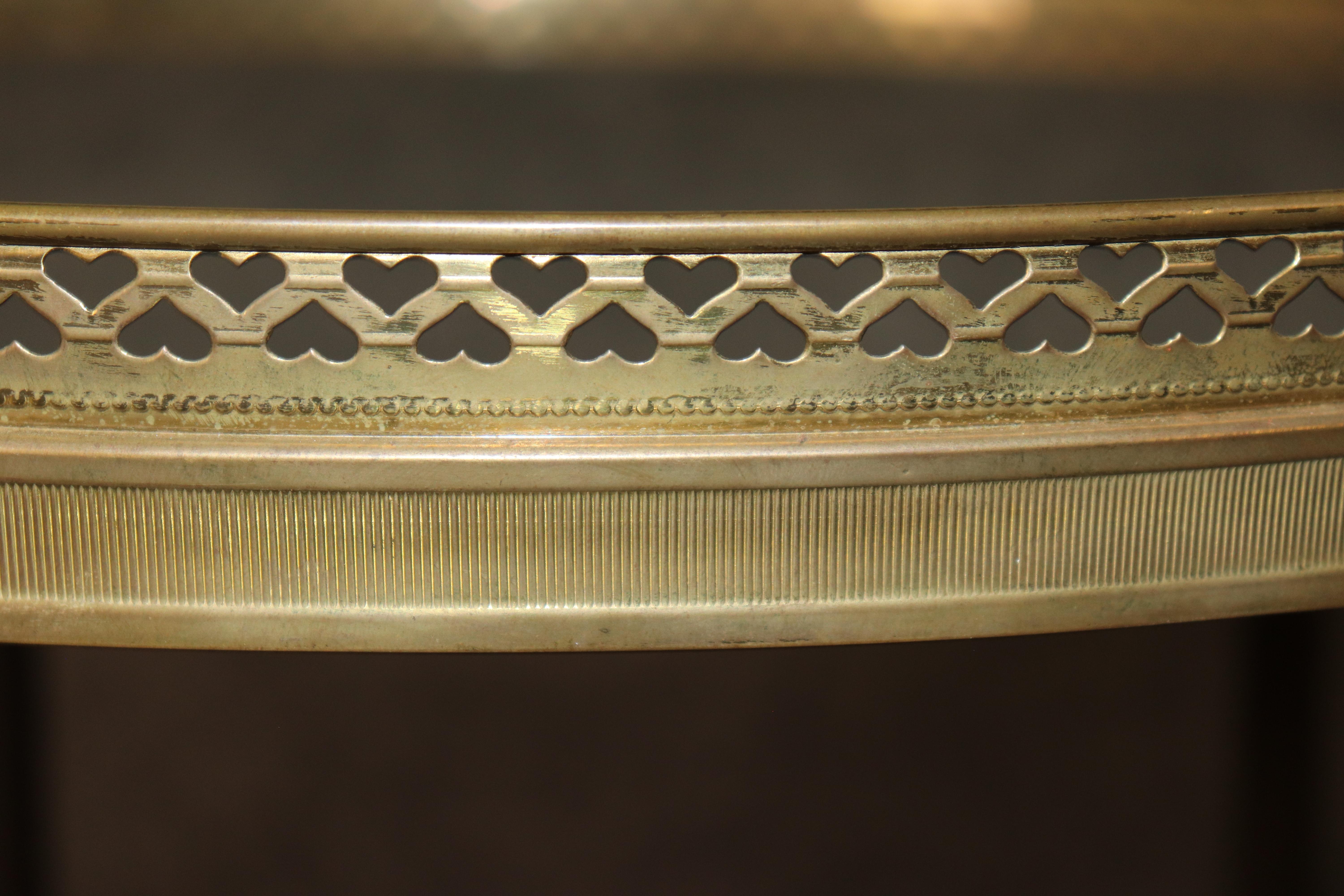 Brass and Mirrored French Directoire Round Drinks or Occassional Table 1920s era For Sale 3