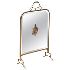 Brass And Mirrored Glass Fire Screen