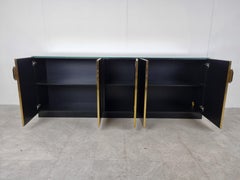 Buffet maison jansen en laiton et miroir, 1970