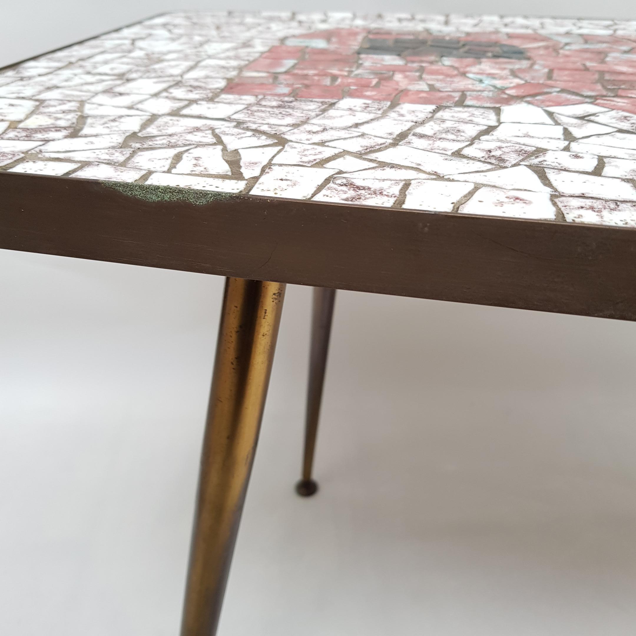 Brass and Mosaic Coffee Table by Berthold Muller Oerlinghausen 2