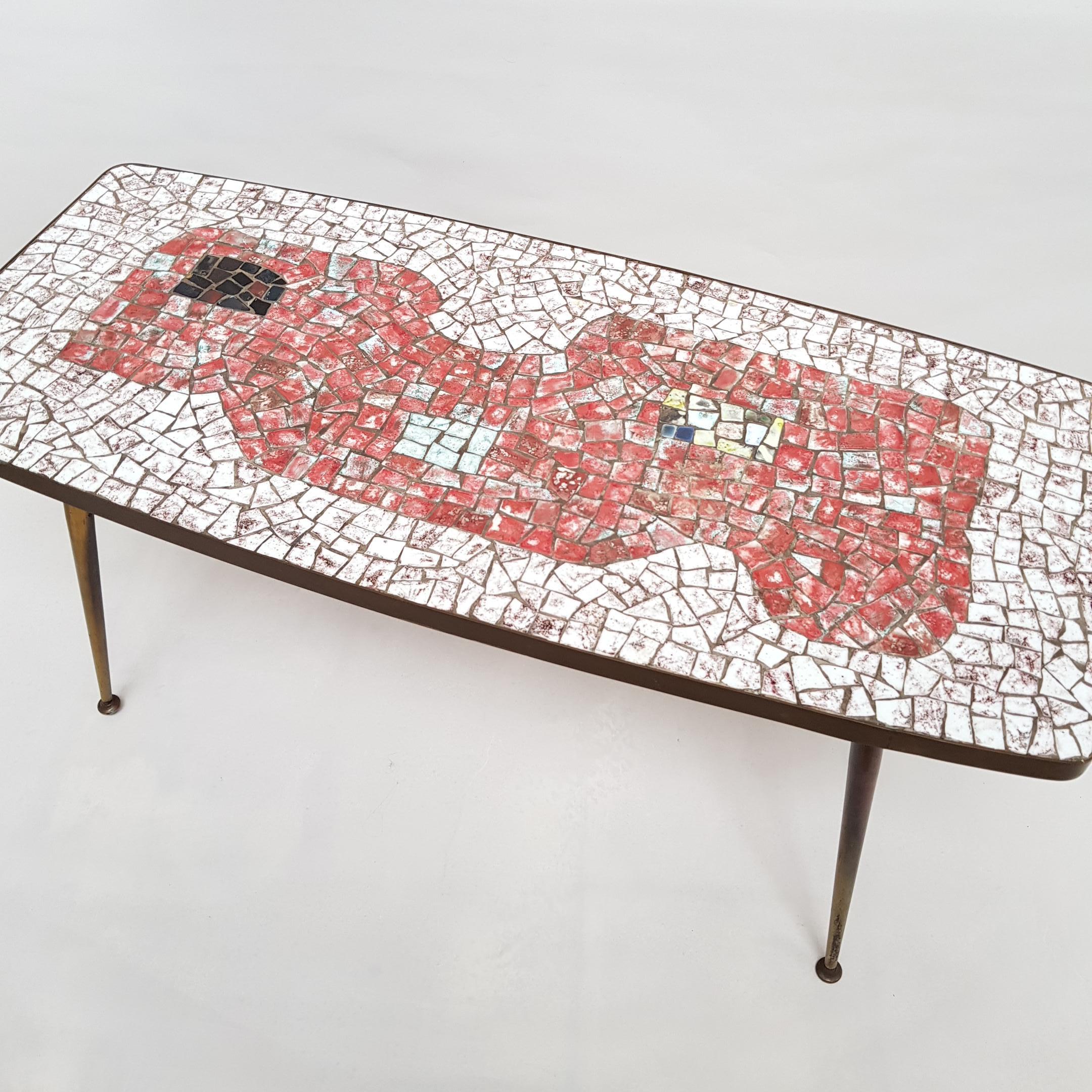 Brass and Mosaic Coffee Table by Berthold Muller Oerlinghausen 4