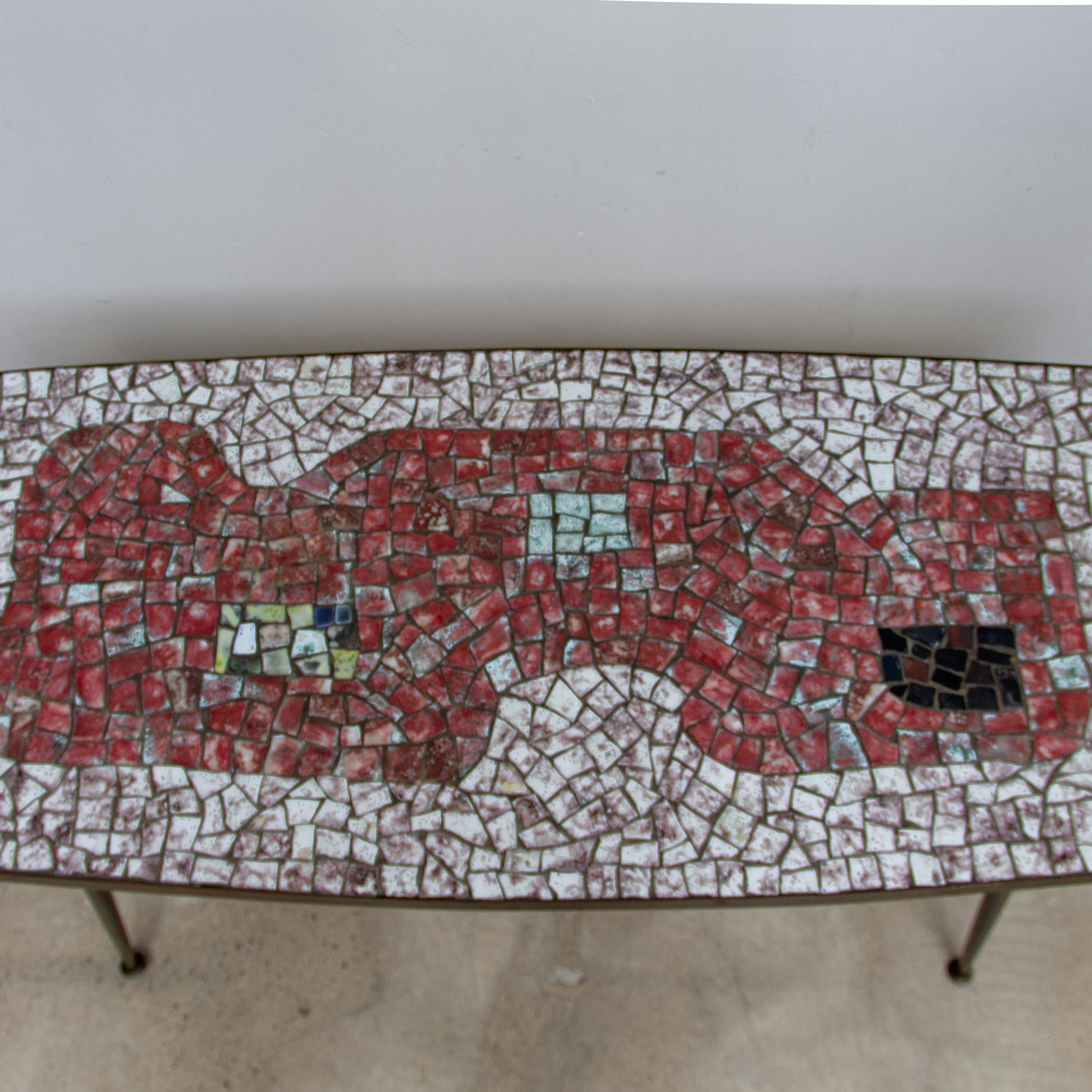 German Brass and Mosaic Coffee Table by Berthold Muller Oerlinghausen