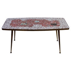 Brass and Mosaic Coffee Table by Berthold Muller Oerlinghausen