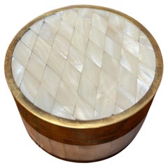 Brass and Mother-of-Pearl Inlay Round Box
