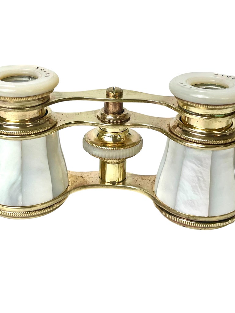 Brass and Mother of Pearl (Long handled Opera Glasses) For