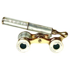 Brass and Mother of Pearl Lorgnettes 'Long-Handled Opera Glasses'