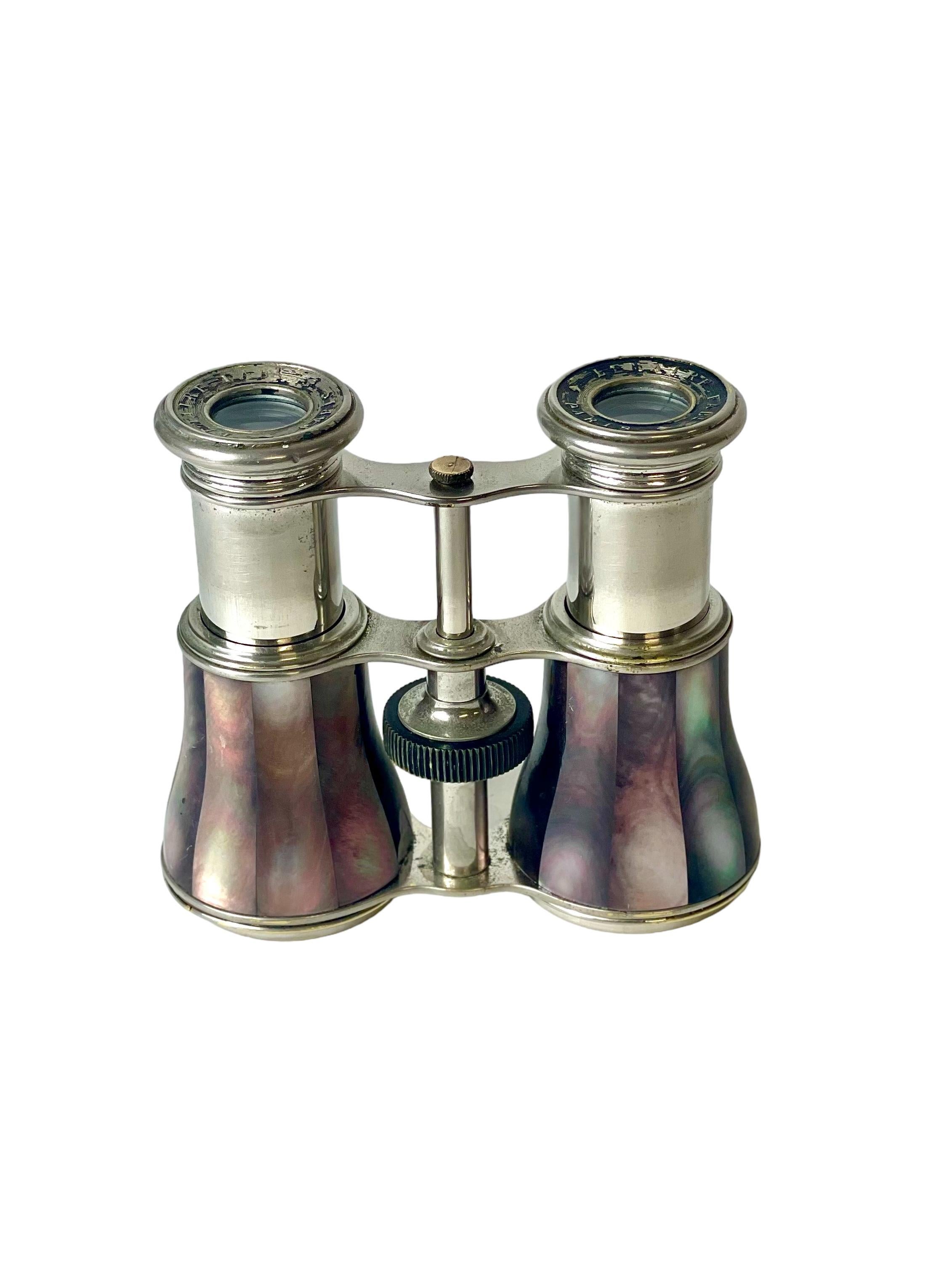 French Brass and Mother of Pearl Opera Glasses For Sale