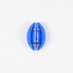 Brass and Murano Blue Glass Wall Sconce by Galvorame, Italy Lighting, 1970s